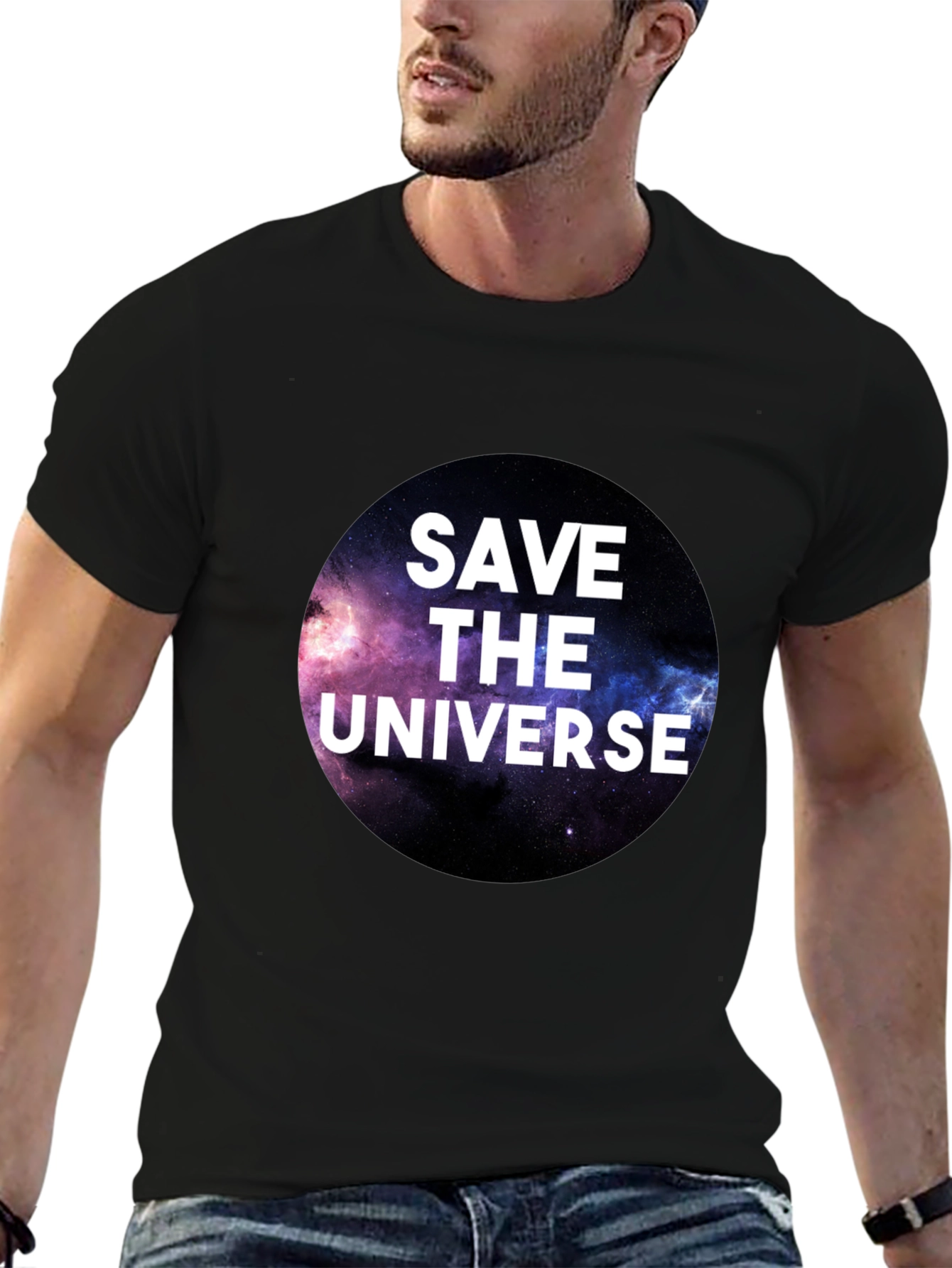 Save the Universe Graphic T-Shirt - Black Crew Neck