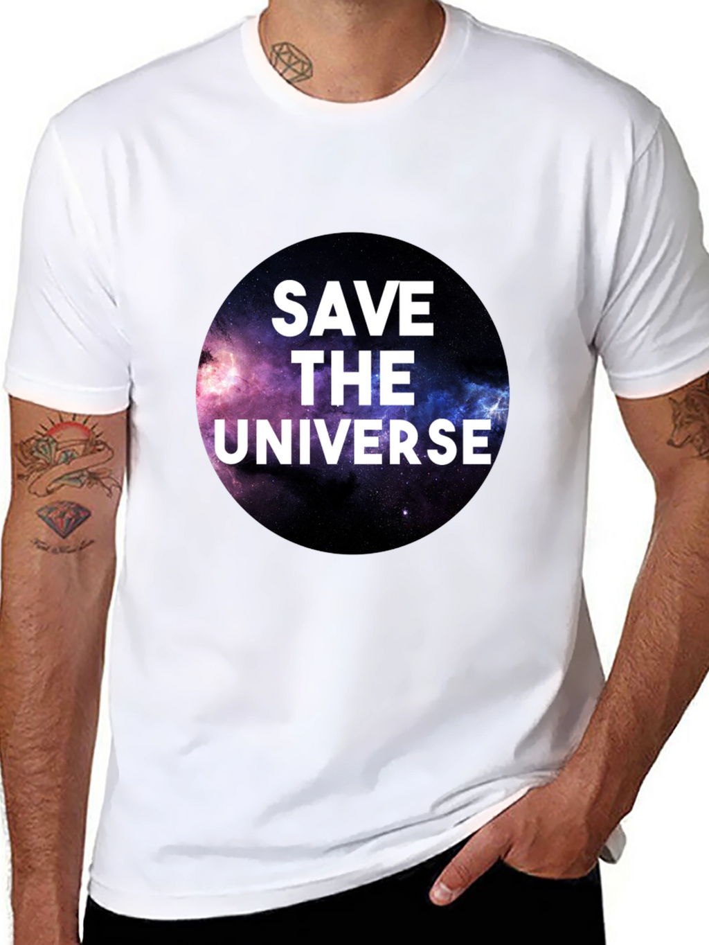 Save the Universe Graphic T-Shirt - Black Crew Neck