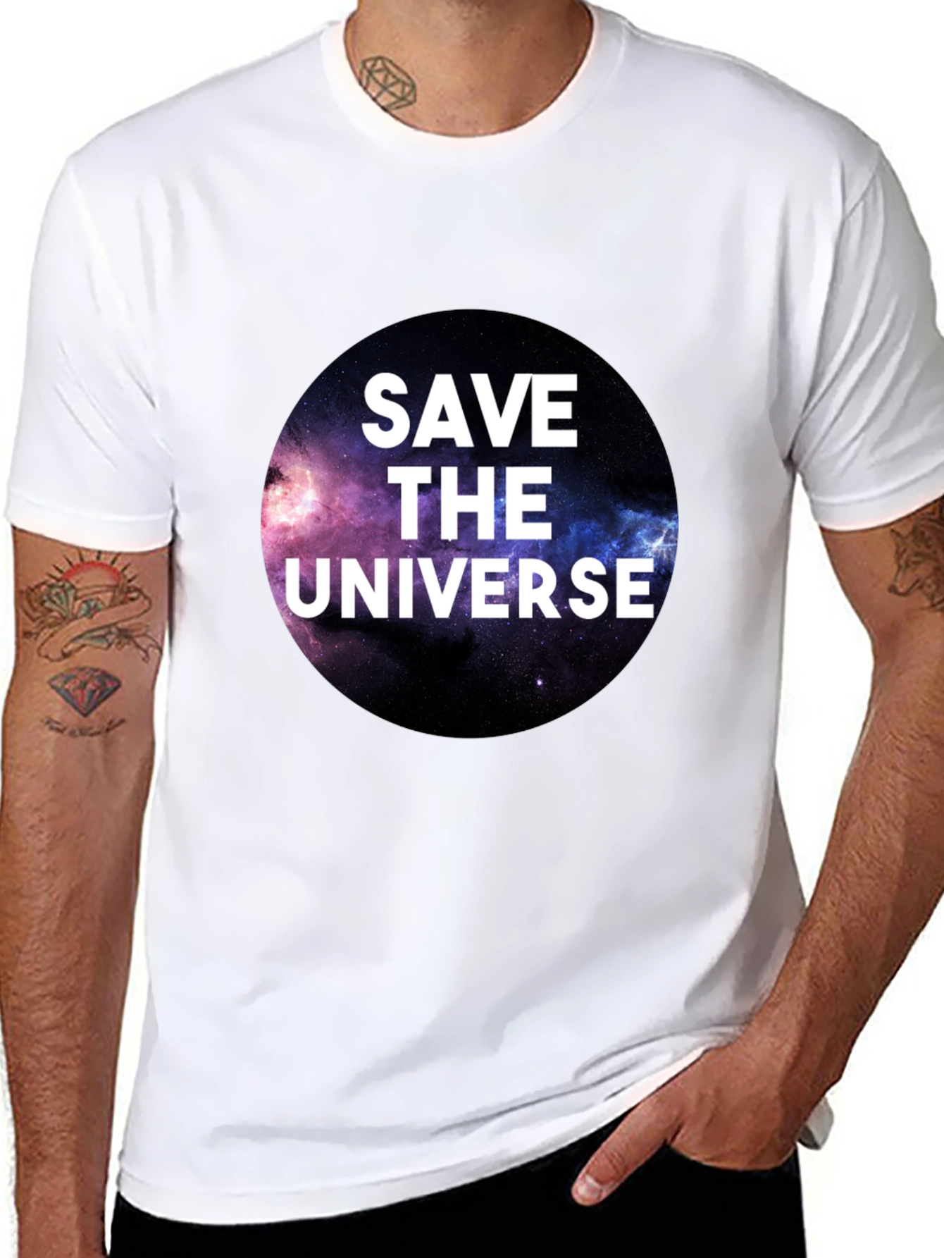 Save the Universe Graphic T-Shirt - Black Crew Neck