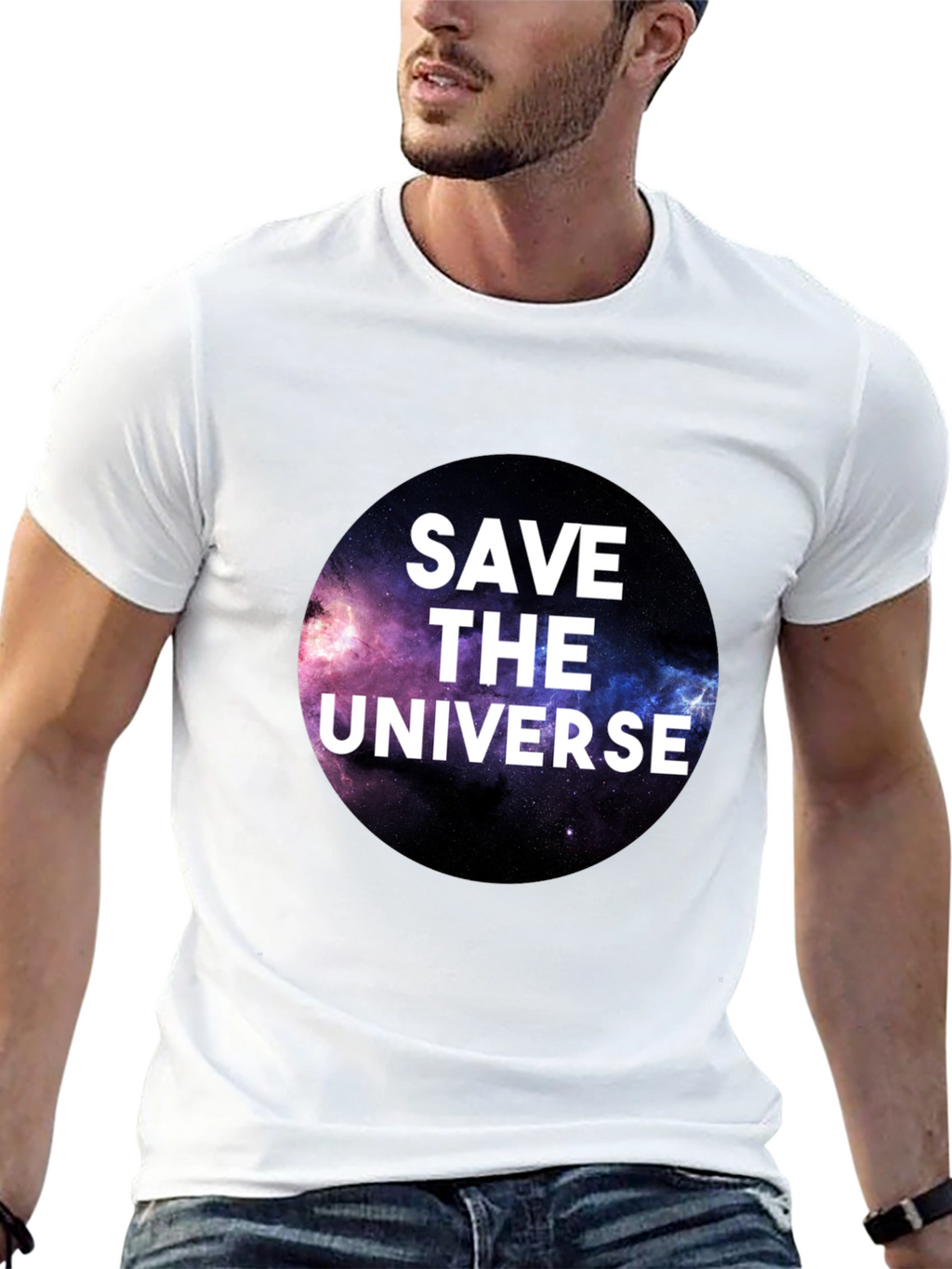 Save the Universe Graphic T-Shirt - Black Crew Neck