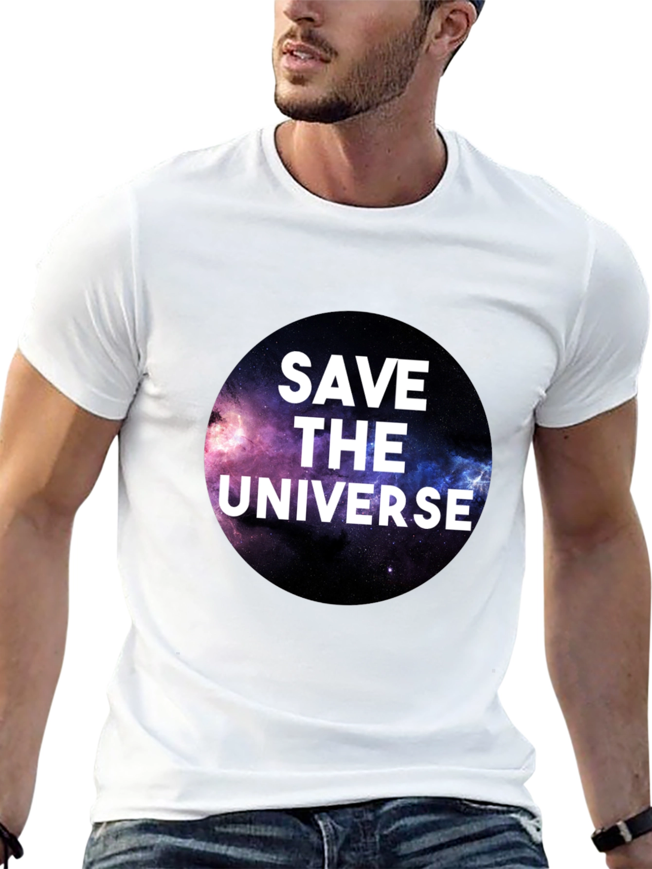 Save the Universe Graphic T-Shirt - Black Crew Neck