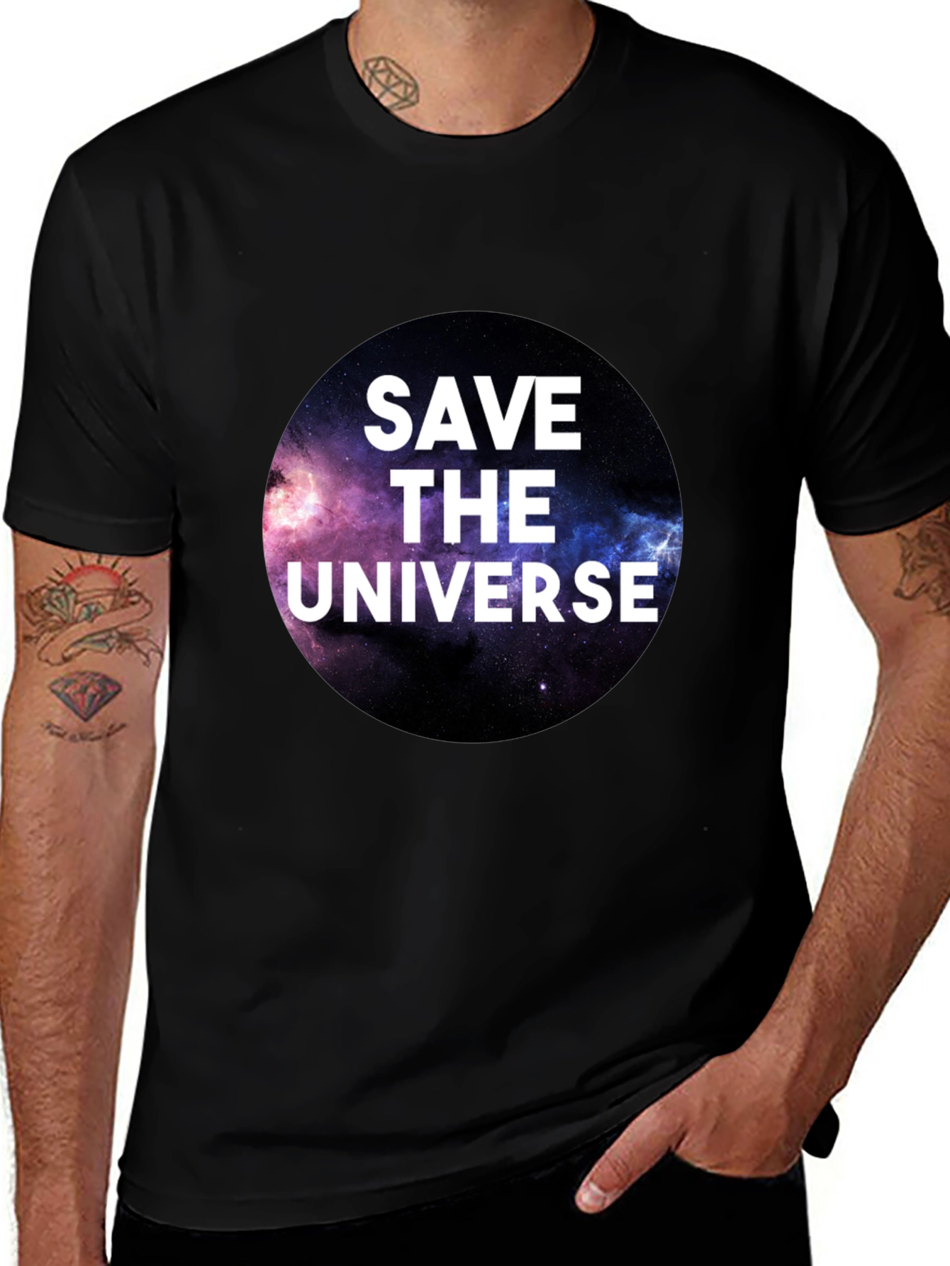 Save the Universe Graphic T-Shirt - Black Crew Neck