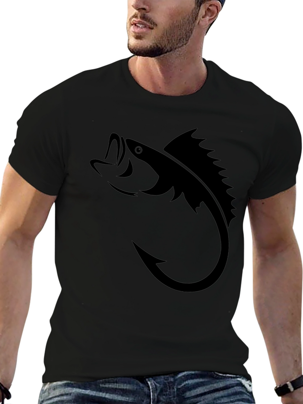 Fishing Hook Bass Graphic T-Shirt - Stylish Angler Tee