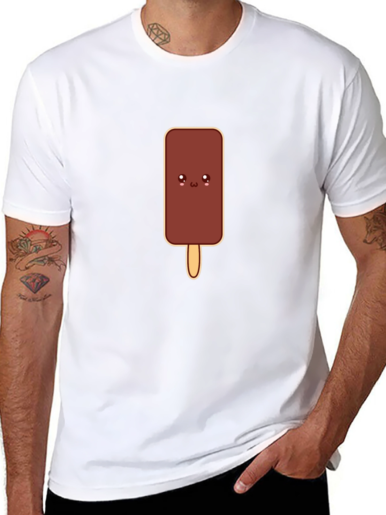 Cute Cartoon Chocolate Ice Cream Bar Graphic Tee