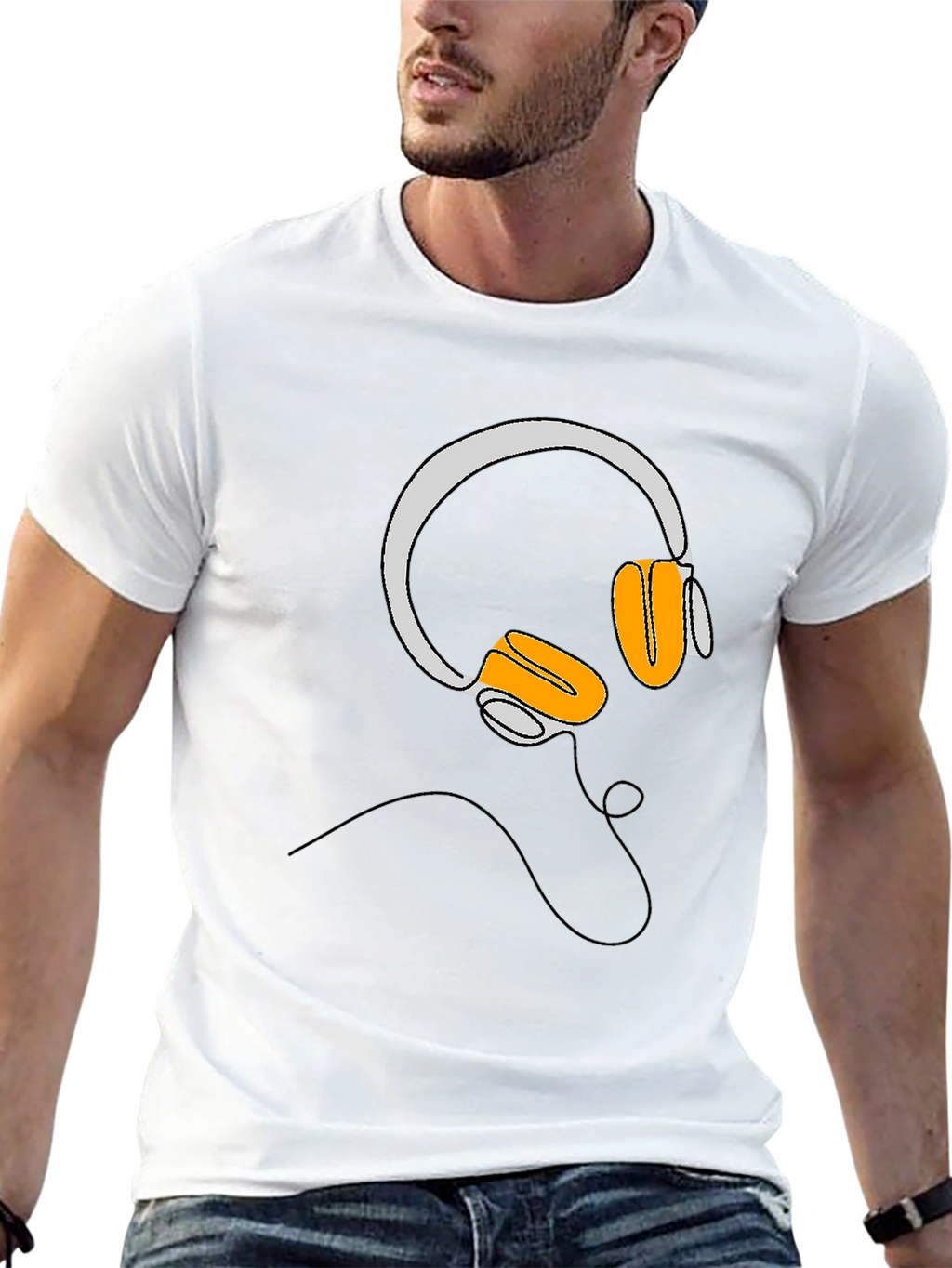 Headphone Graphic Black T-Shirt