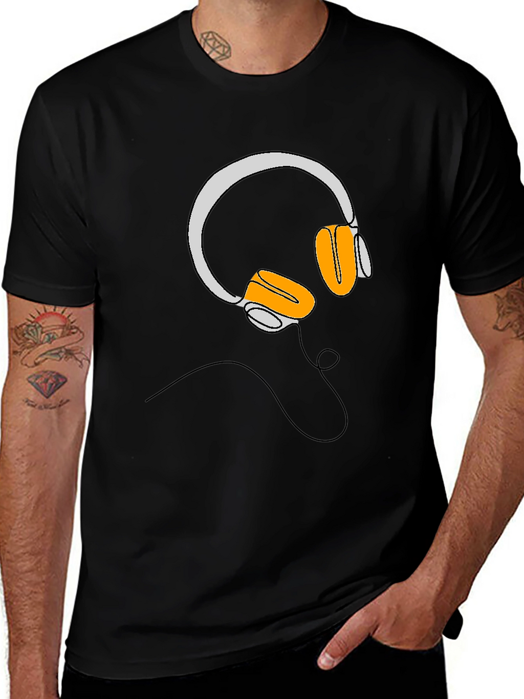Headphone Graphic Black T-Shirt