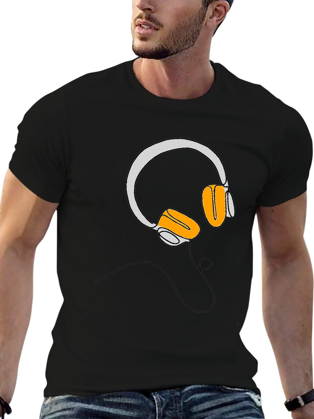 Headphone Graphic Black T-Shirt