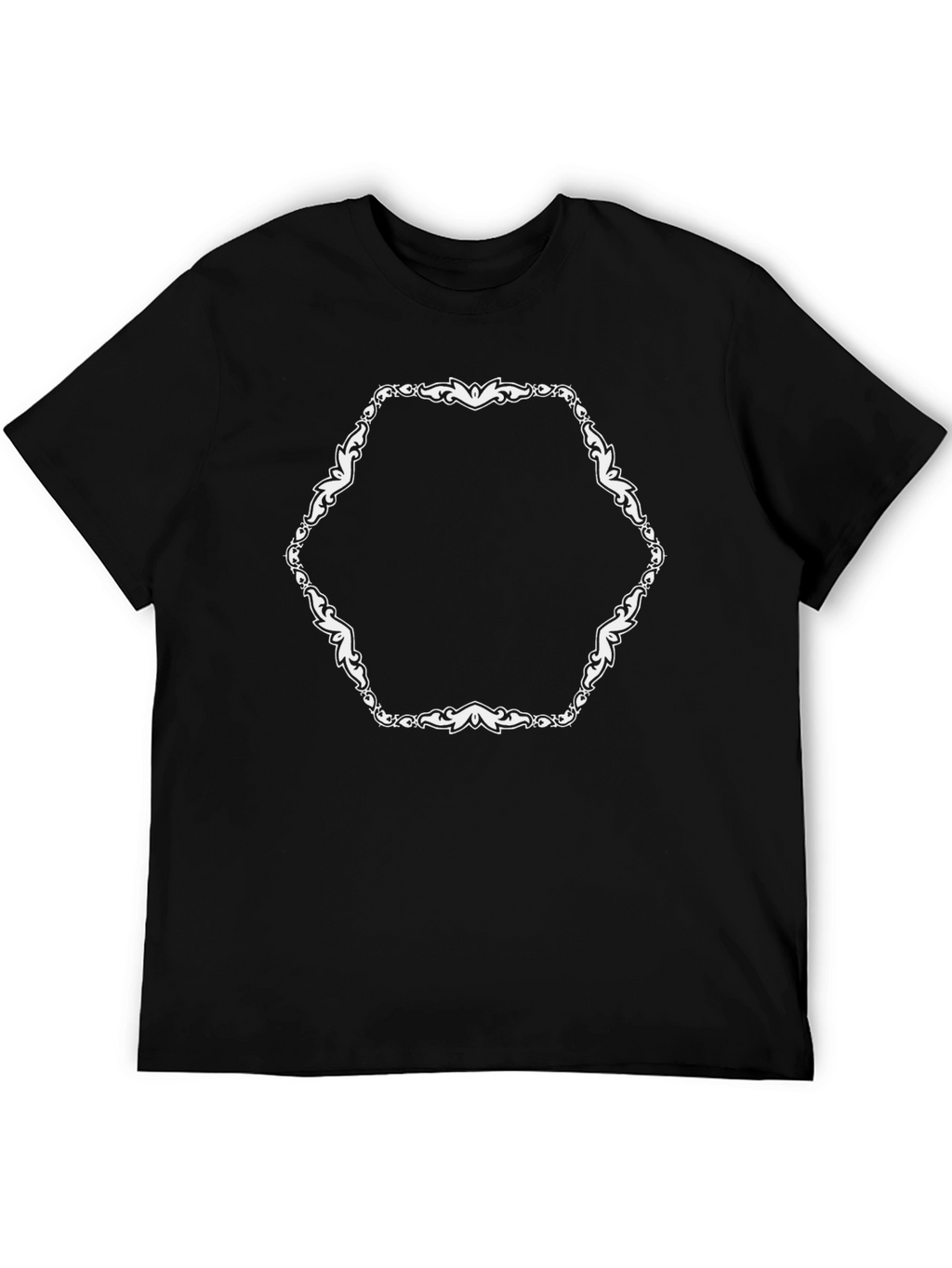 Stylish Black T-Shirt with Ornate Hexagon Design