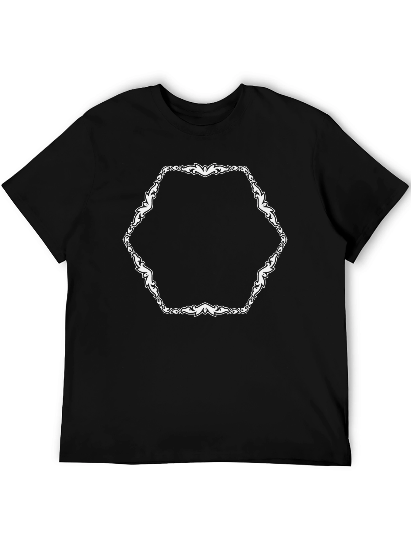 Stylish Black T-Shirt with Ornate Hexagon Design