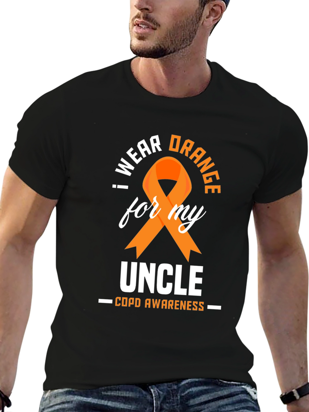 COPD Awareness Orange Ribbon Uncle T-Shirt