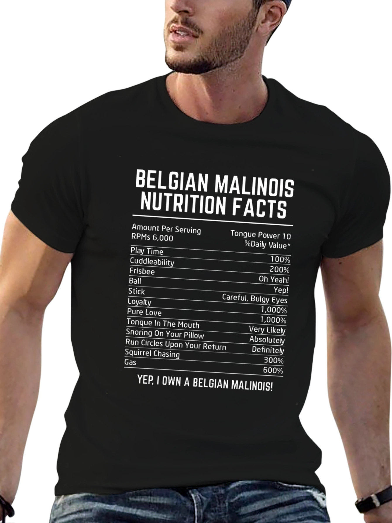 Belgian Malinois Nutrition Facts Novelty Graphic T-Shirt