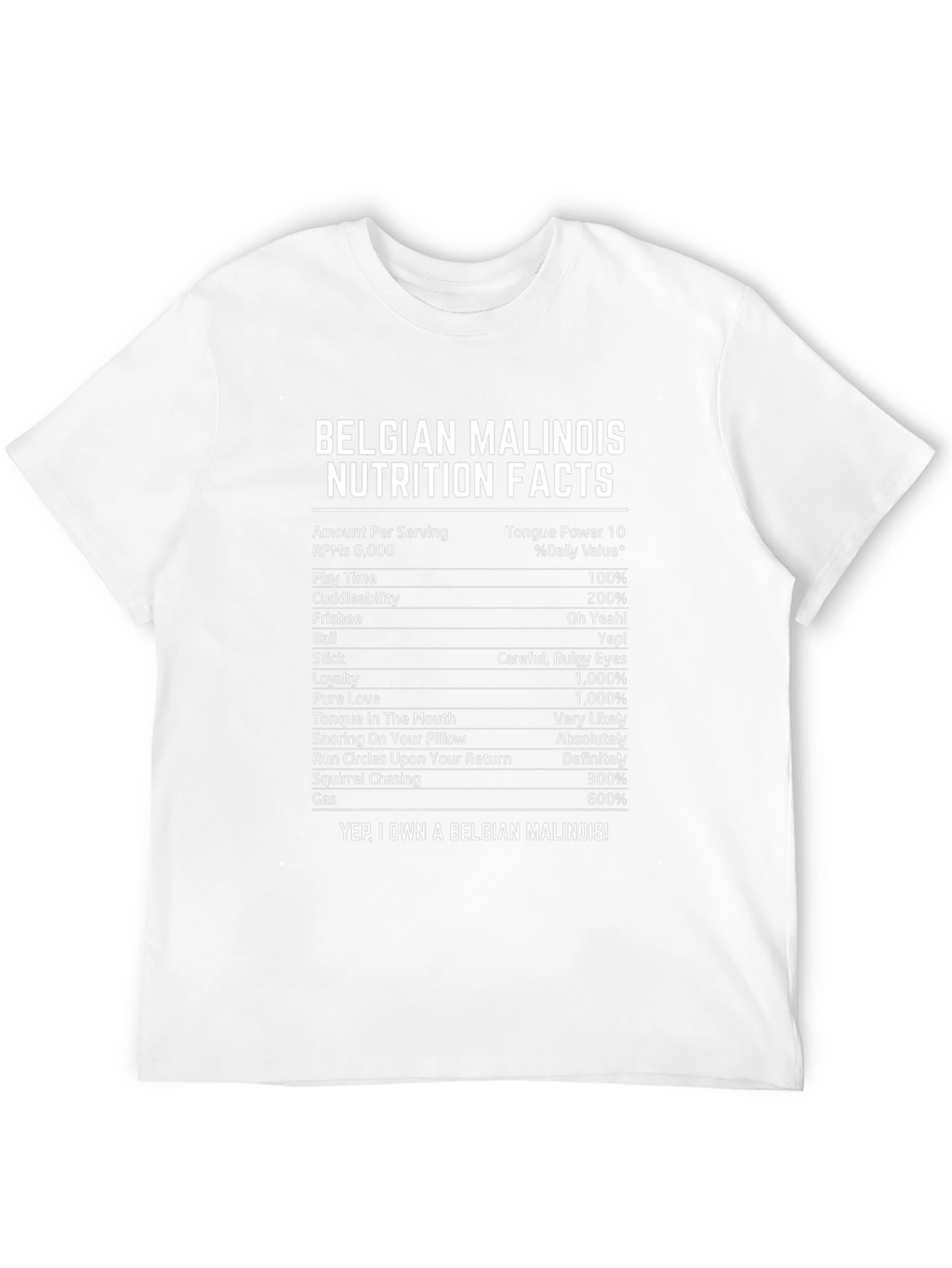 Belgian Malinois Nutrition Facts Novelty Graphic T-Shirt