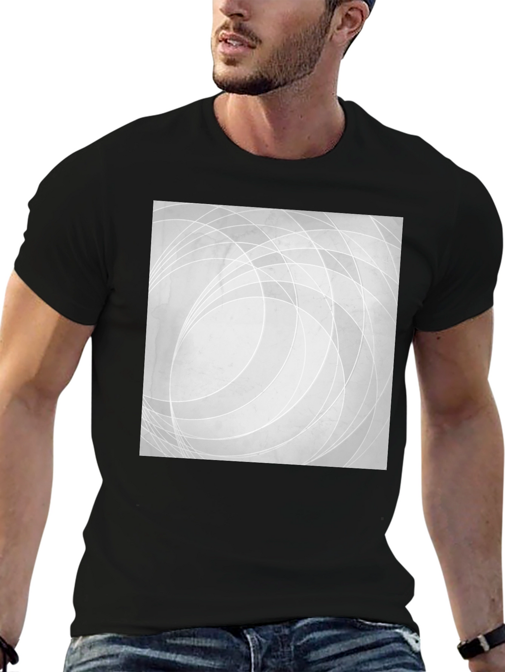 Abstract Lines Graphic Black T-Shirt