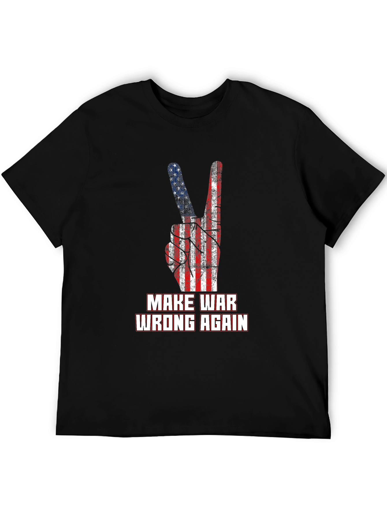 Make War Wrong Again T-Shirt Peace Sign USA Flag