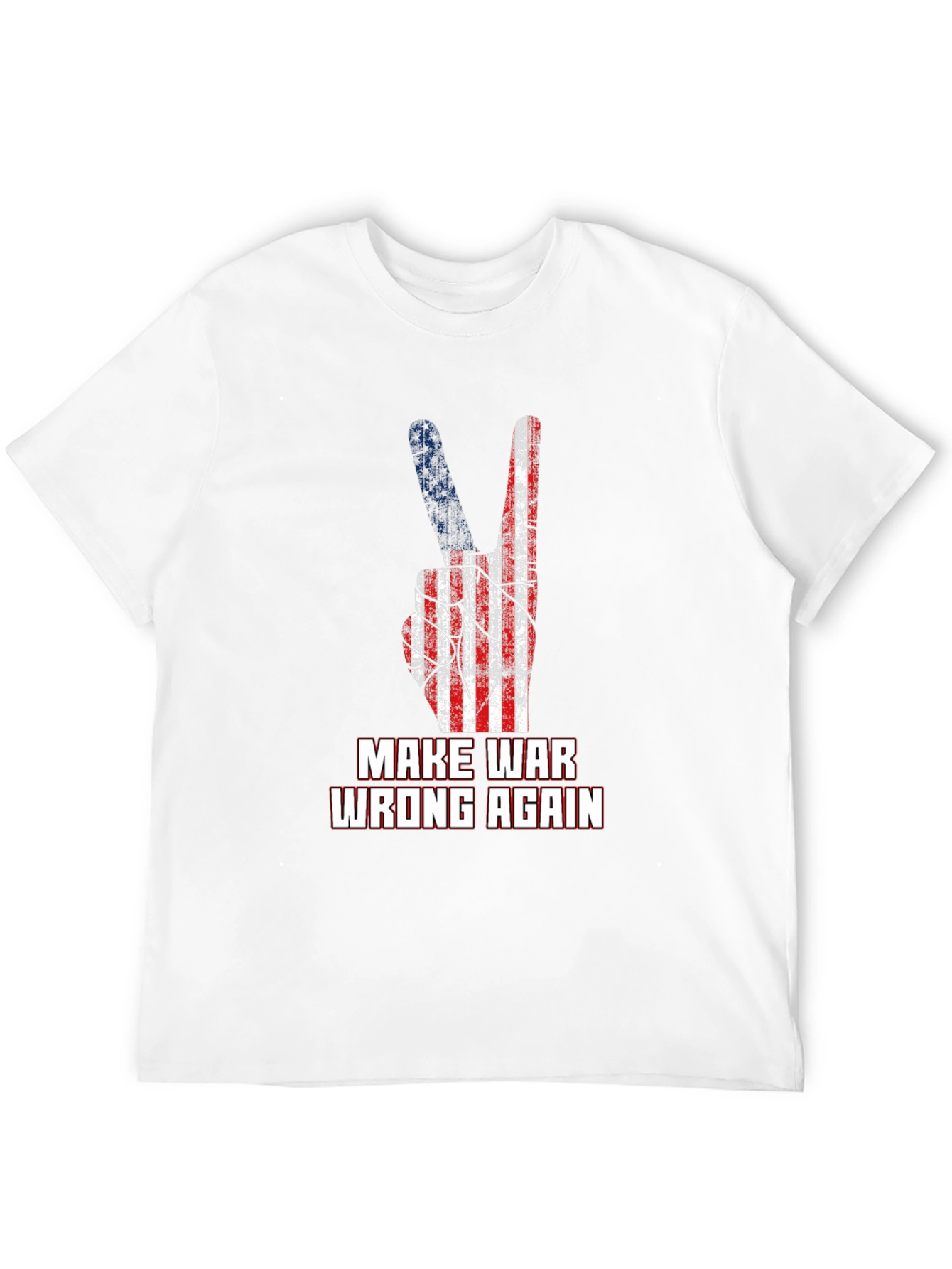 Make War Wrong Again T-Shirt Peace Sign USA Flag
