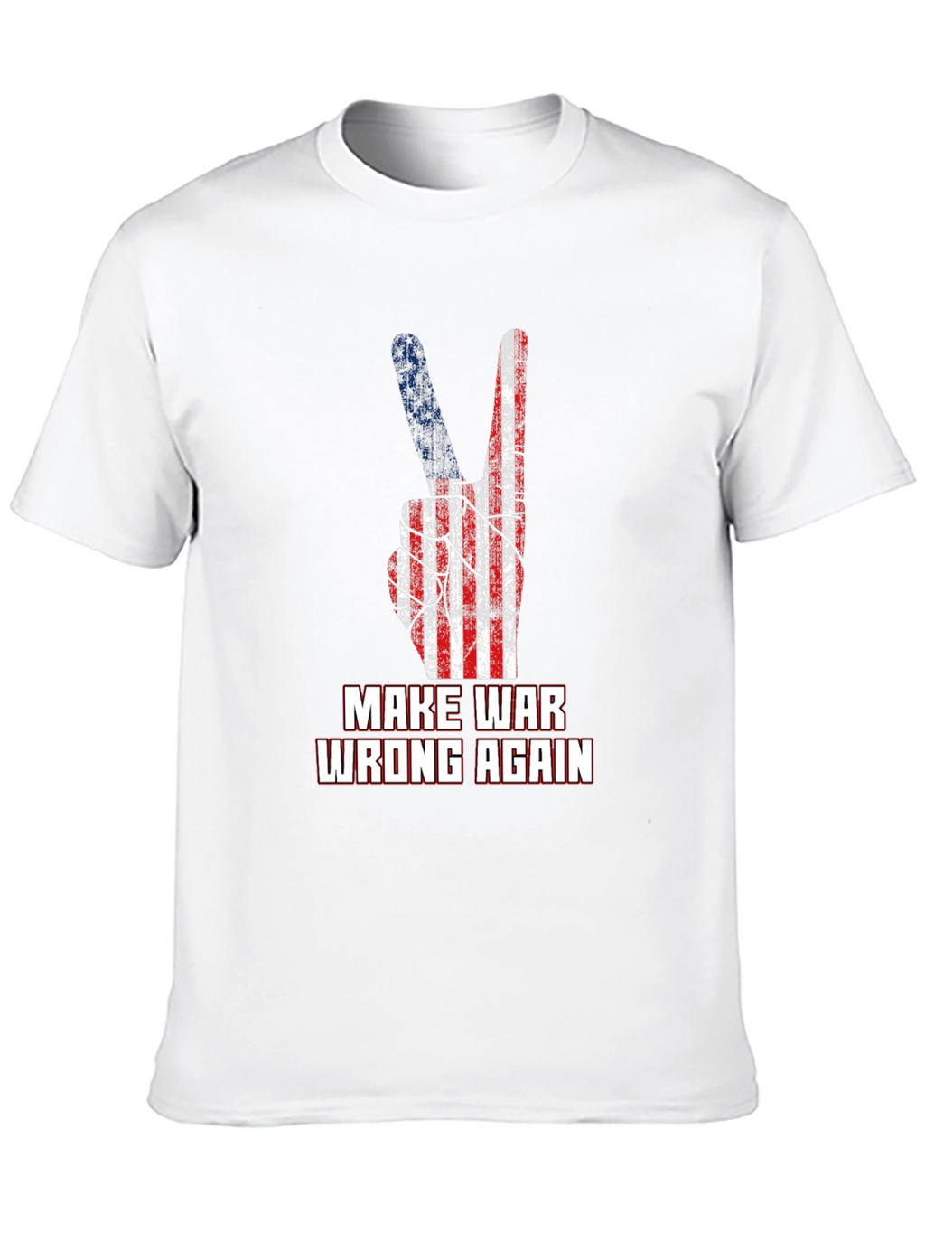 Make War Wrong Again T-Shirt Peace Sign USA Flag