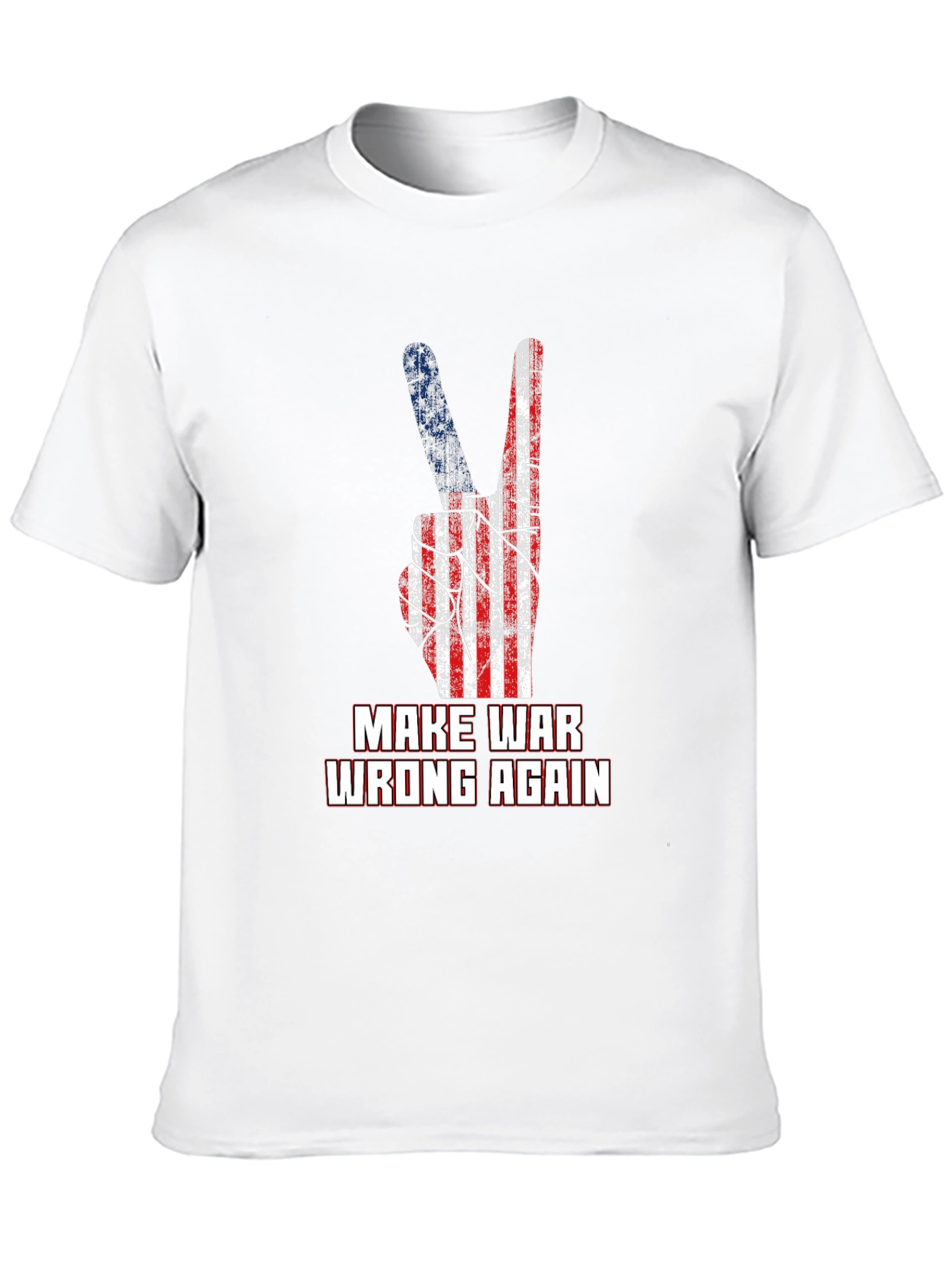Make War Wrong Again T-Shirt Peace Sign USA Flag