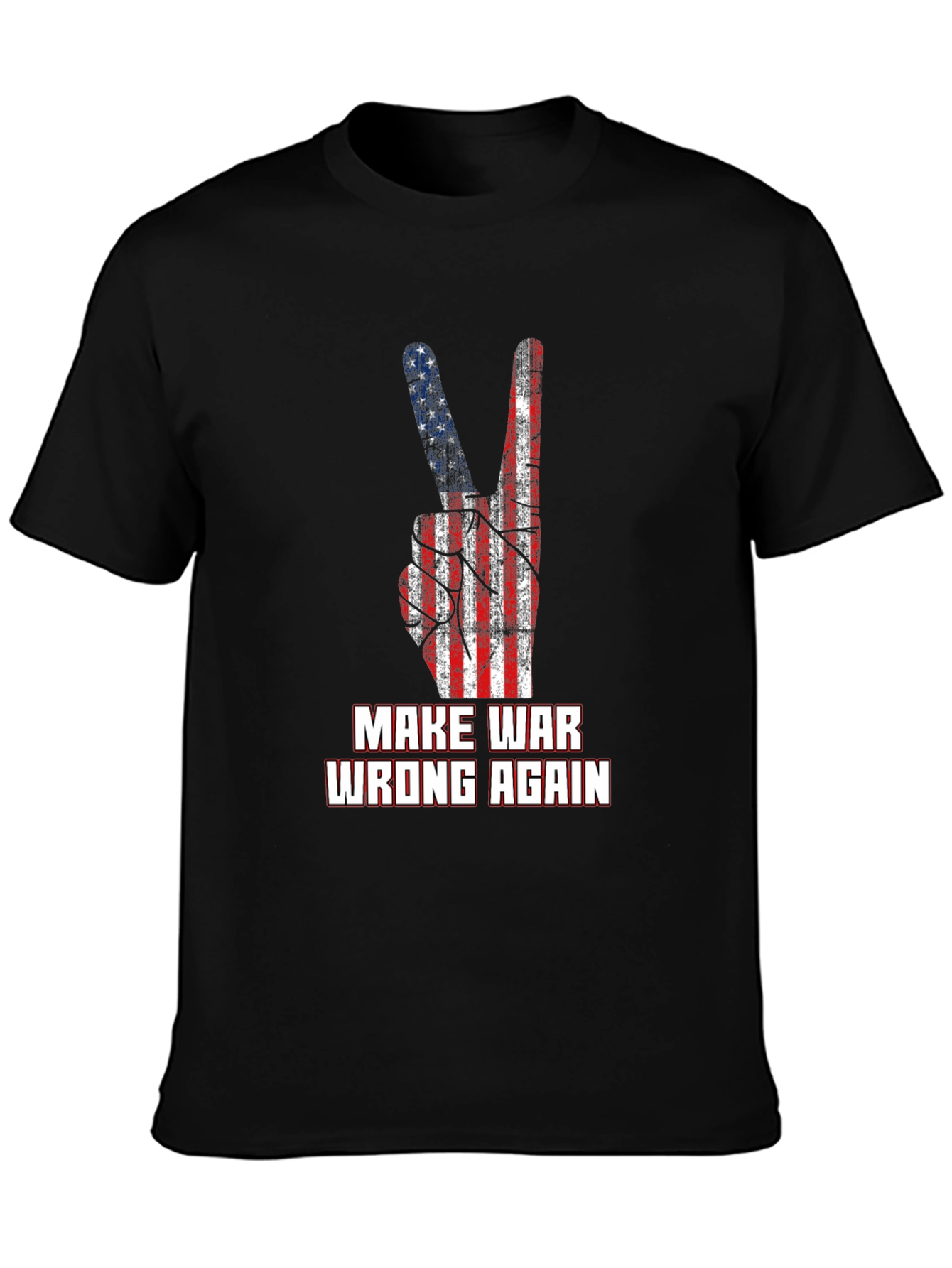 Make War Wrong Again T-Shirt Peace Sign USA Flag