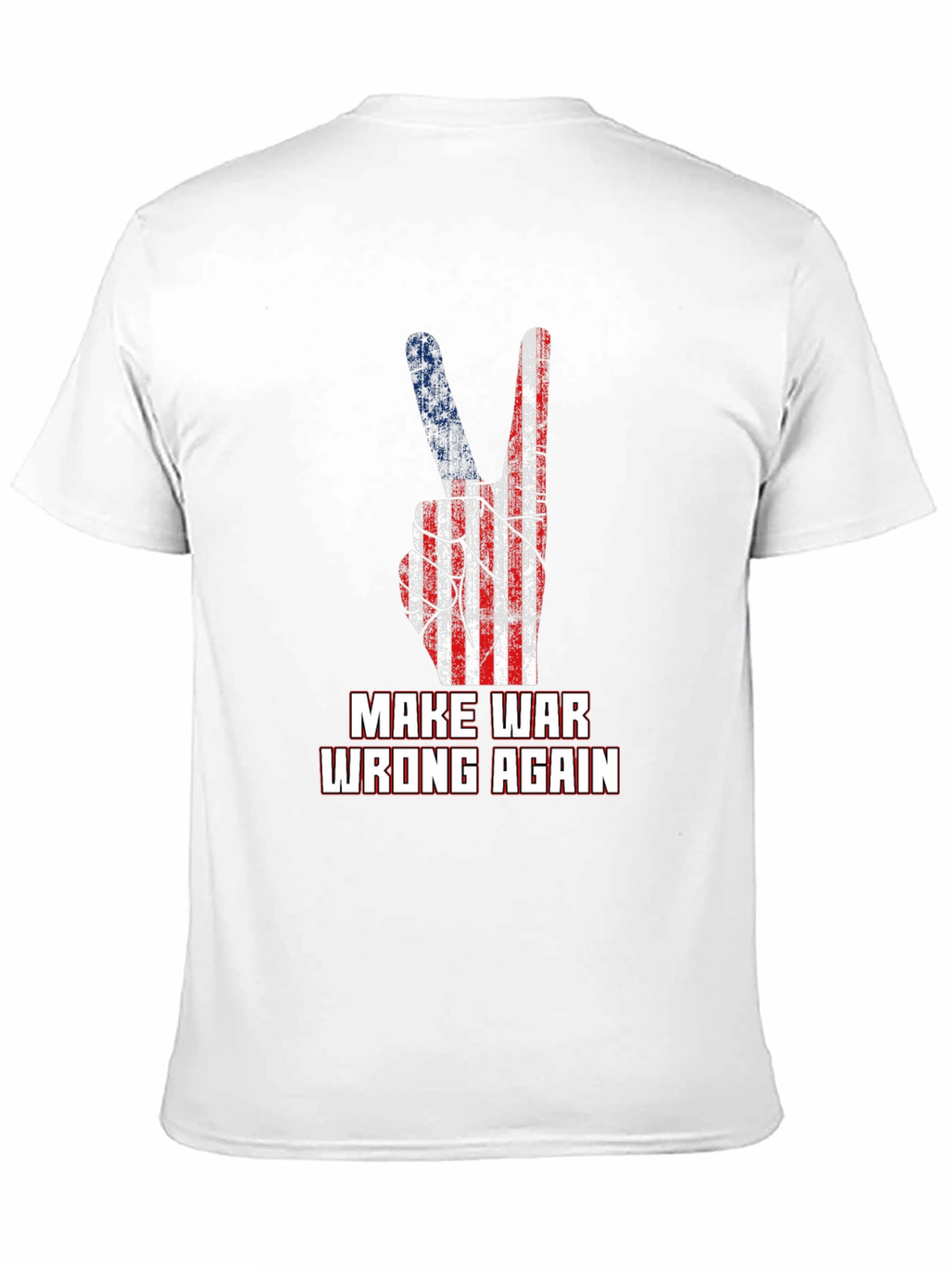 Make War Wrong Again T-Shirt Peace Sign USA Flag