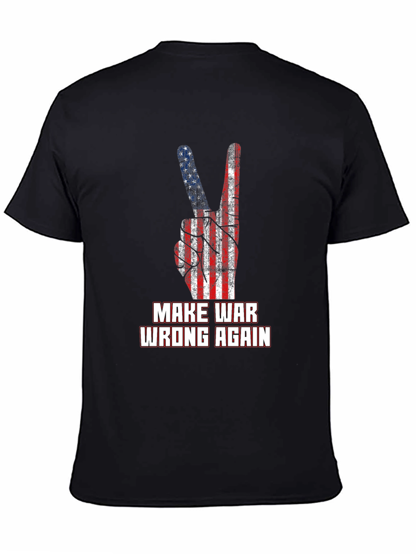 Make War Wrong Again T-Shirt Peace Sign USA Flag