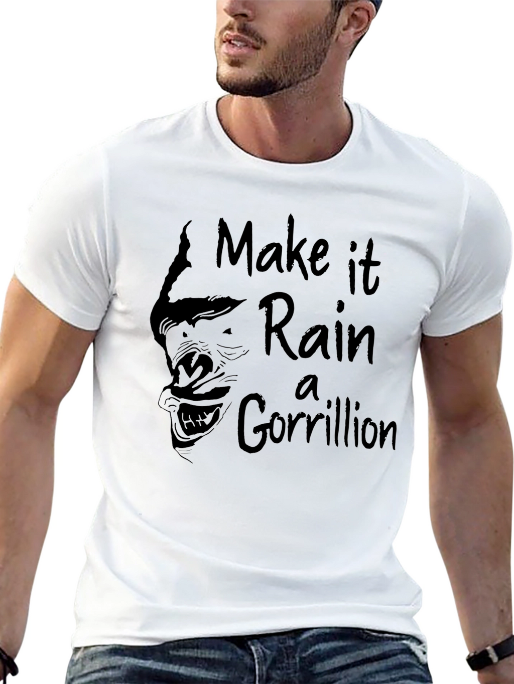 Make It Rain a Gorillion Black Graphic Tee
