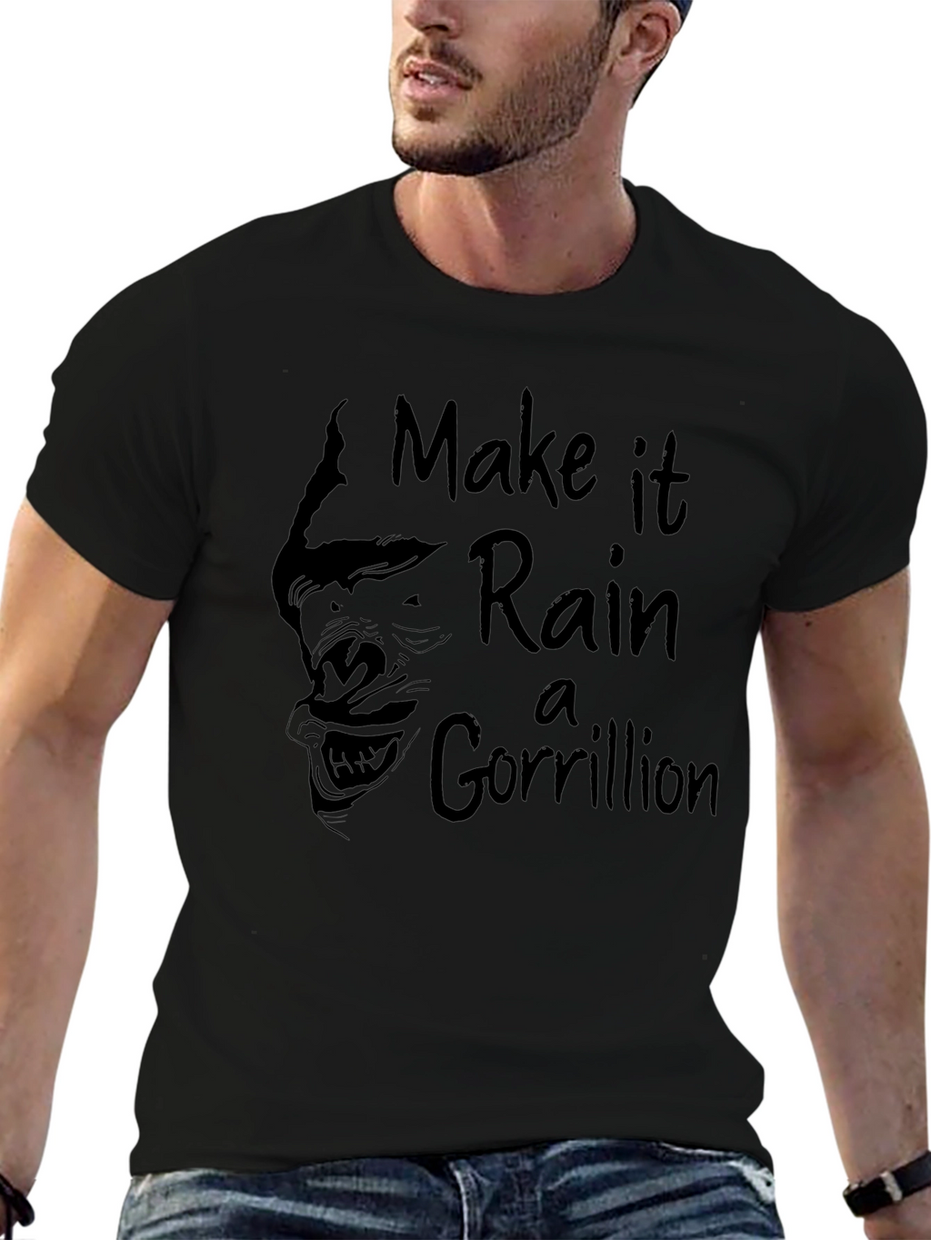 Make It Rain a Gorillion Black Graphic Tee