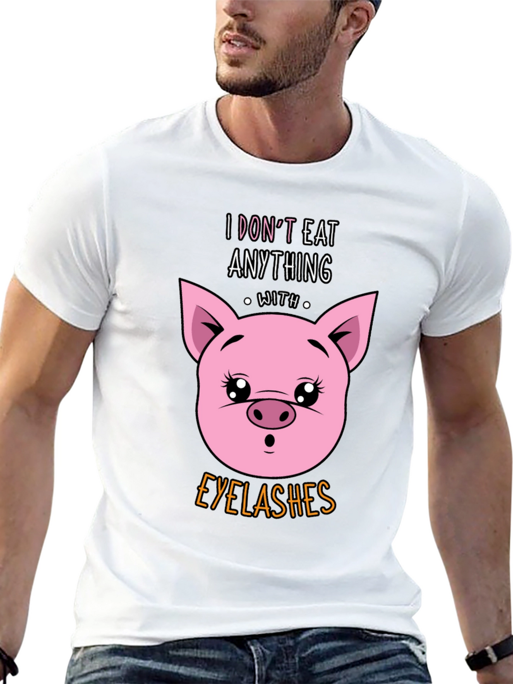 Funny Vegan T-Shirt - Pig Eyelashes Graphic Tee