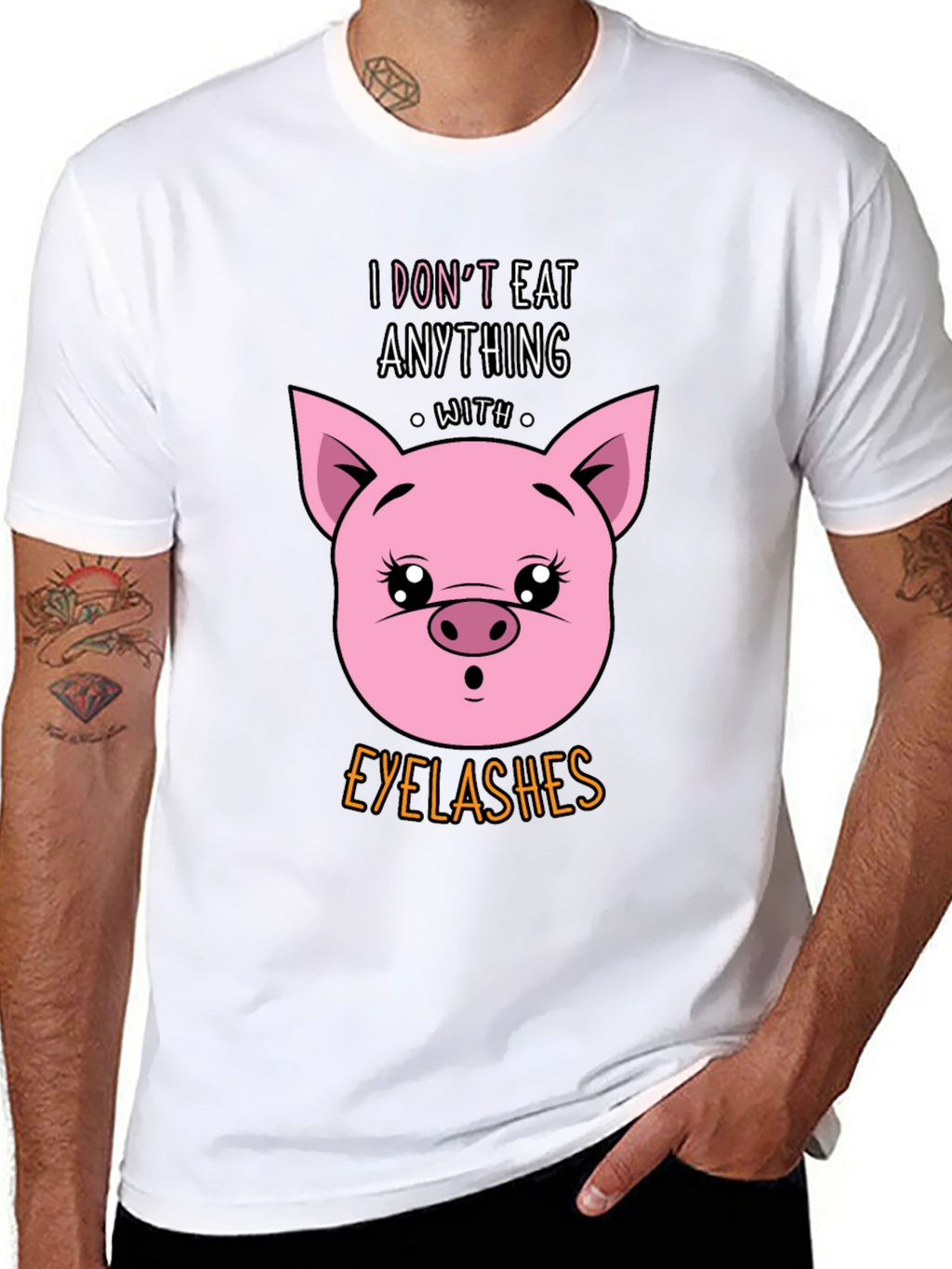 Funny Vegan T-Shirt - Pig Eyelashes Graphic Tee