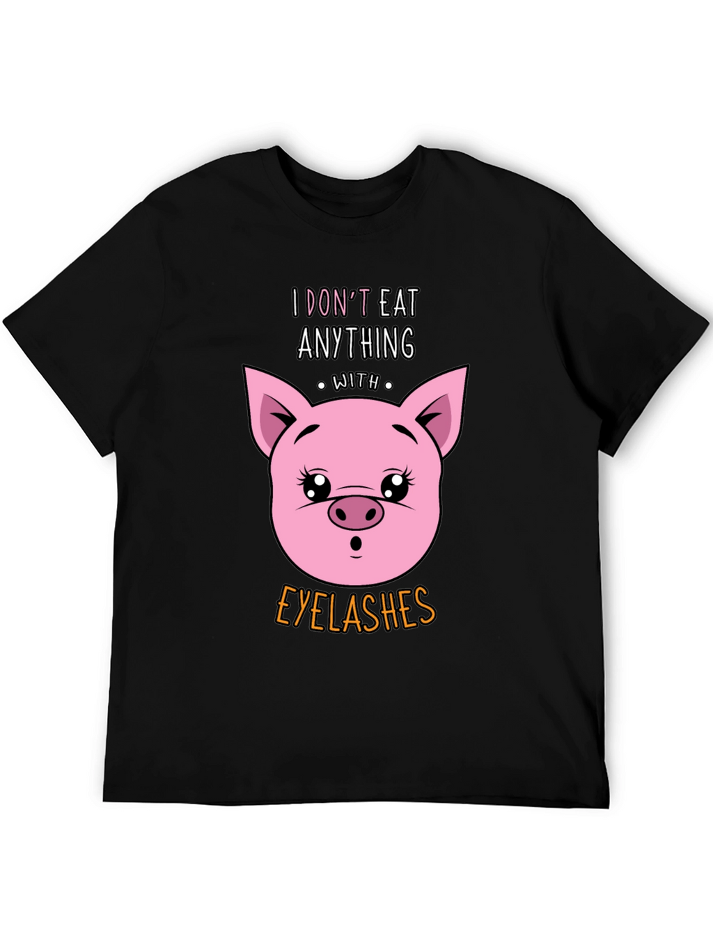 Funny Vegan T-Shirt - Pig Eyelashes Graphic Tee