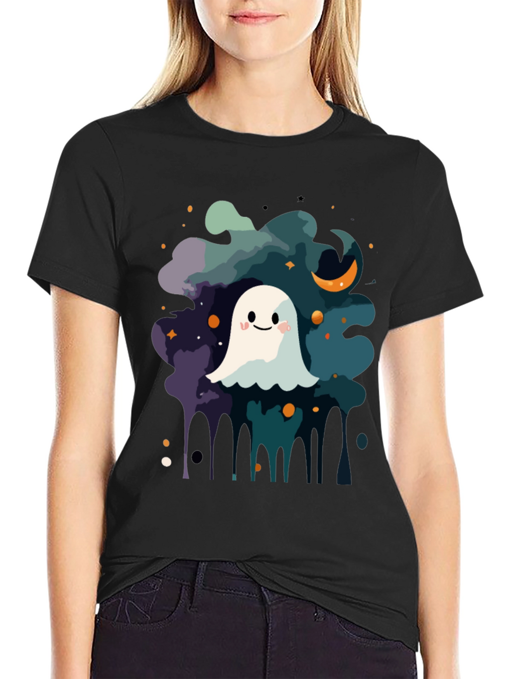 Cute Ghost Halloween Graphic T-Shirt