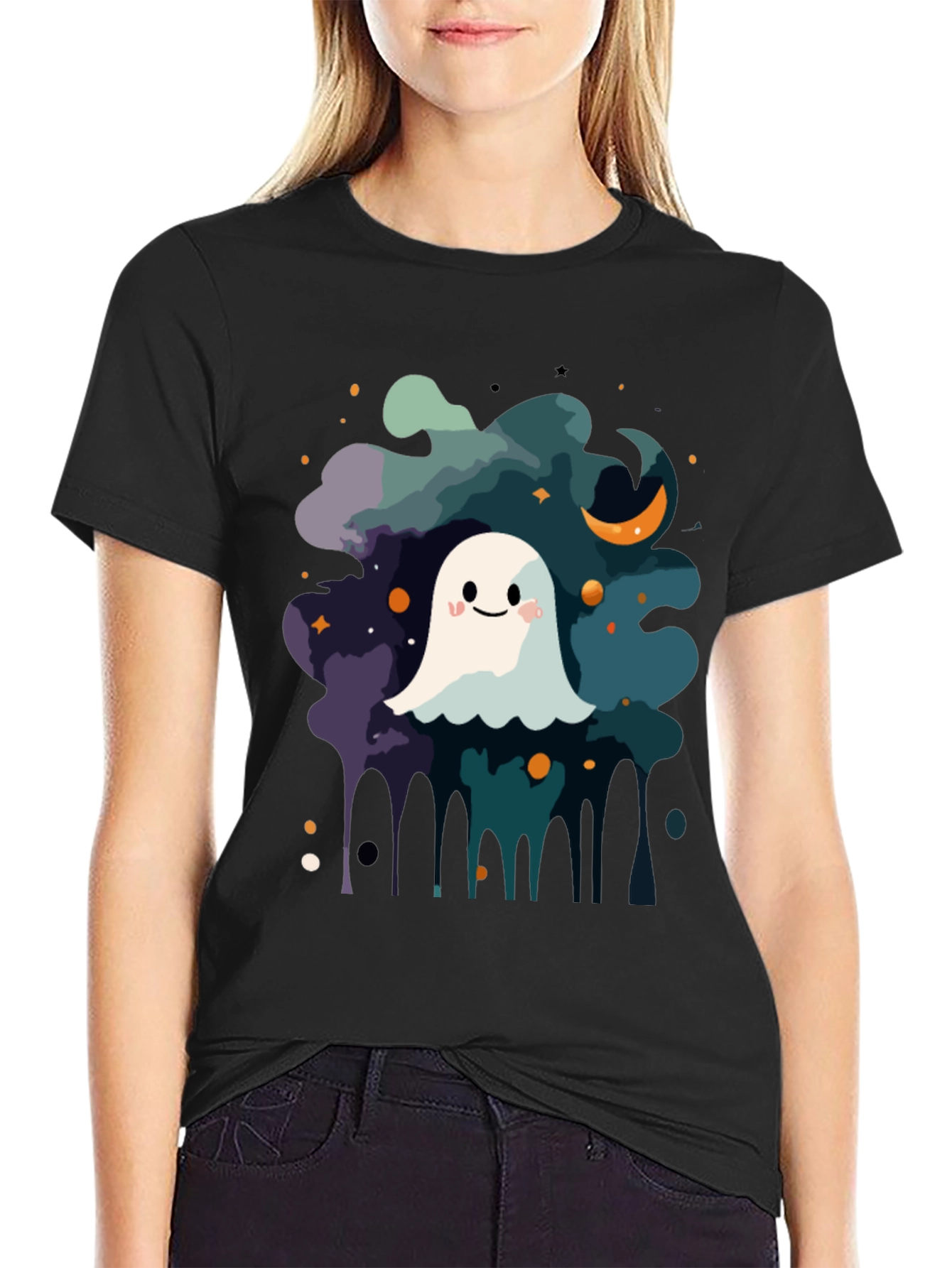 Cute Ghost Halloween Graphic T-Shirt