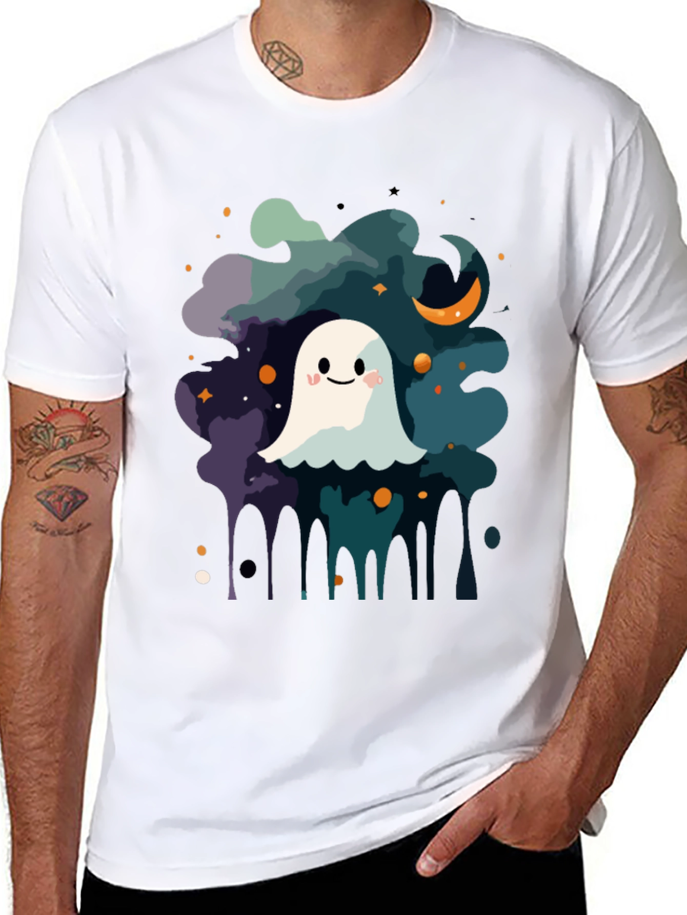 Cute Ghost Halloween Graphic T-Shirt