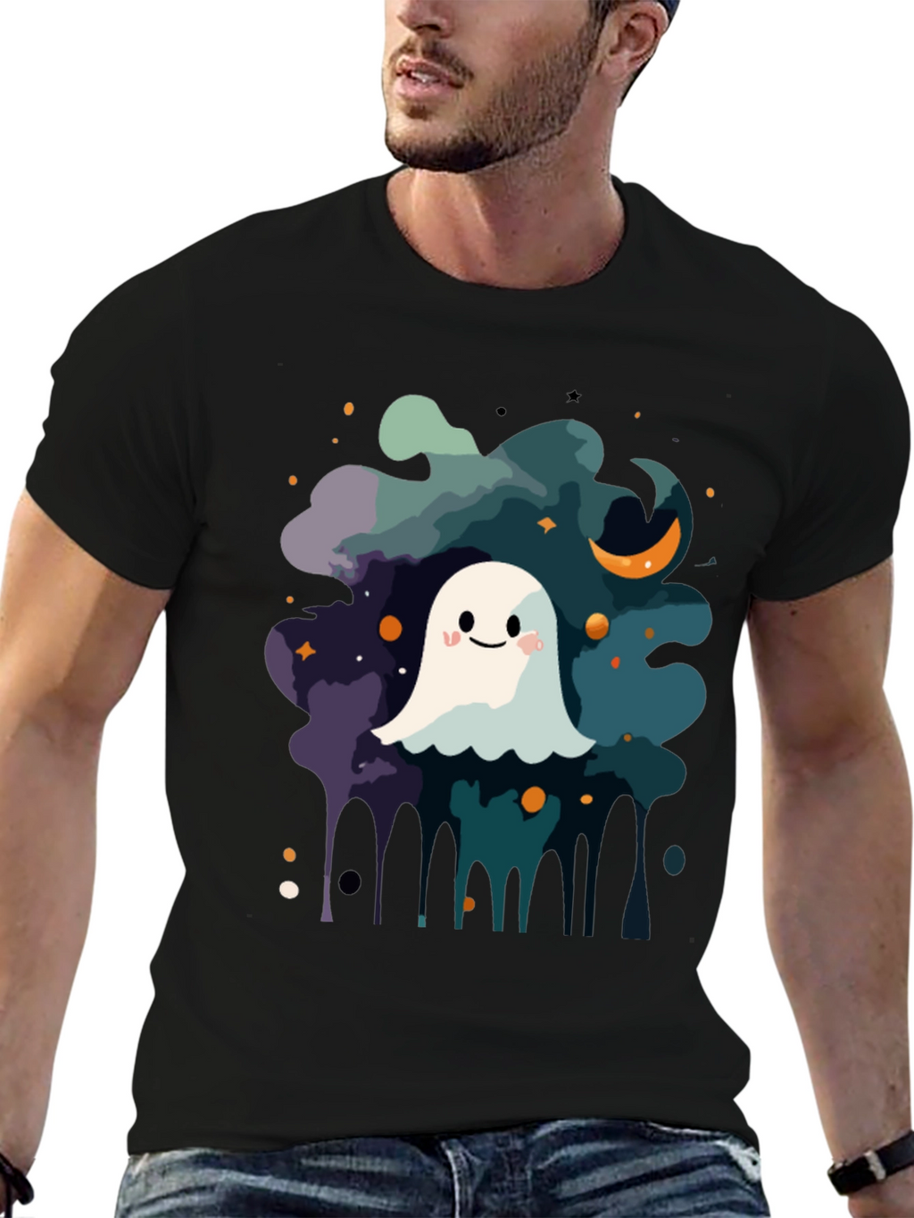 Cute Ghost Halloween Graphic T-Shirt