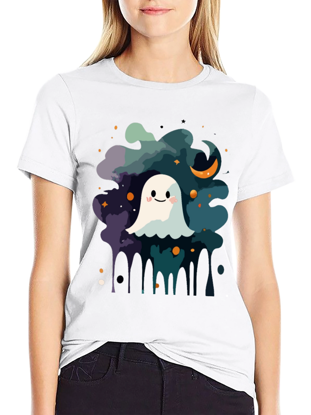 Cute Ghost Halloween Graphic T-Shirt