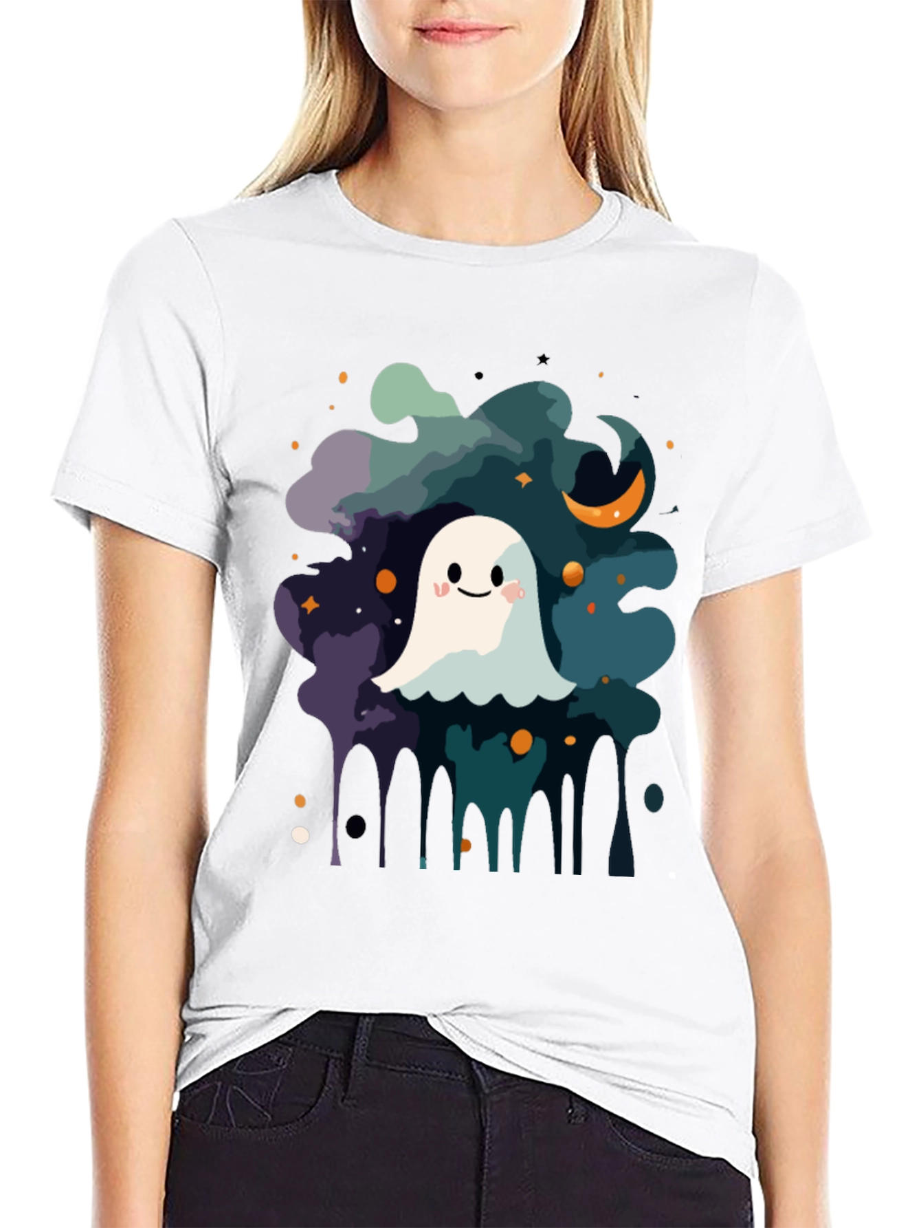 Cute Ghost Halloween Graphic T-Shirt