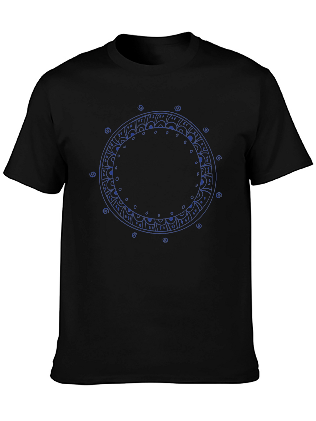 Mandala Circle Graphic Print Black T-Shirt