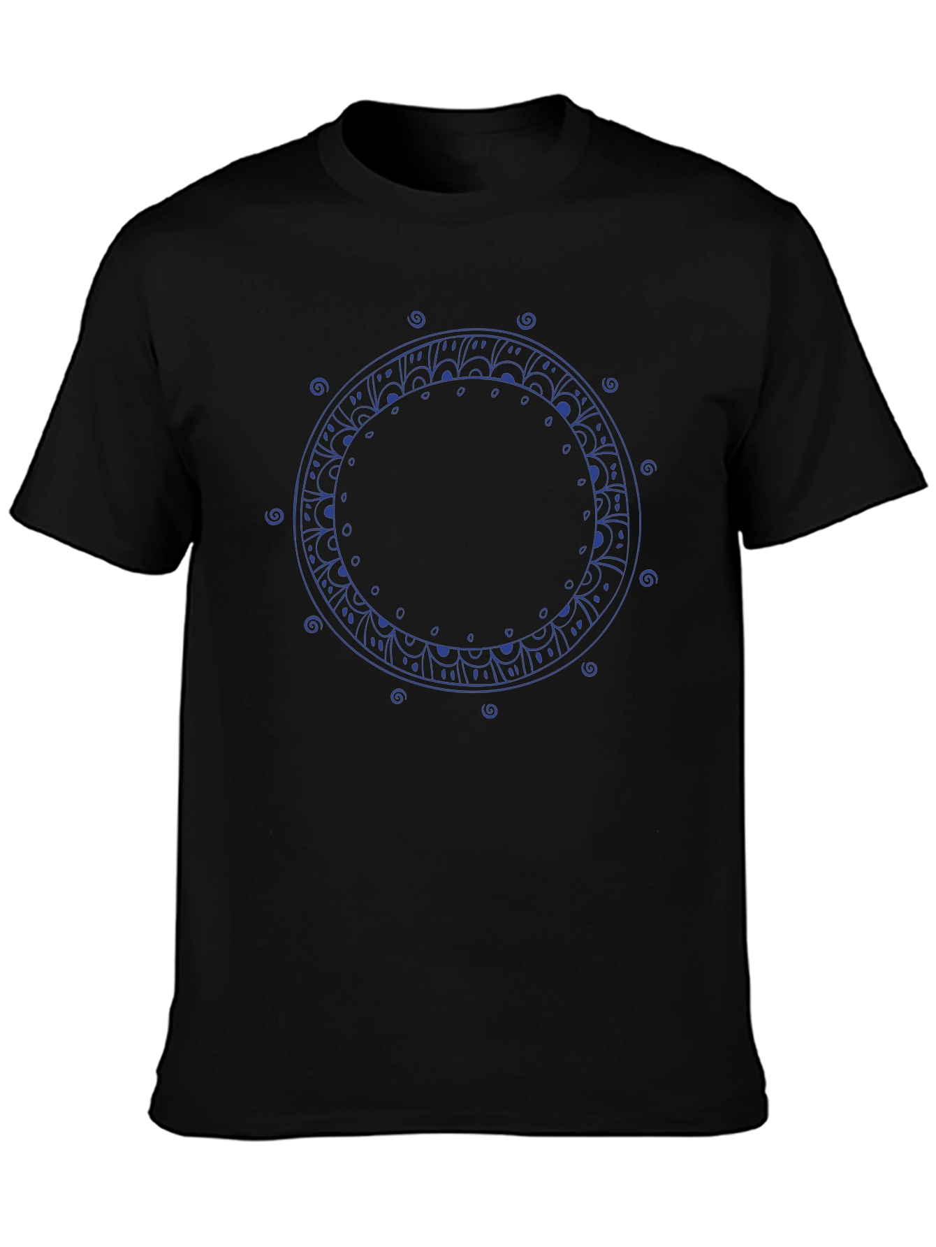 Mandala Circle Graphic Print Black T-Shirt