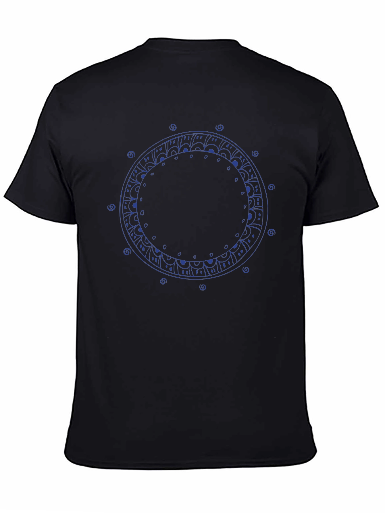 Mandala Circle Graphic Print Black T-Shirt