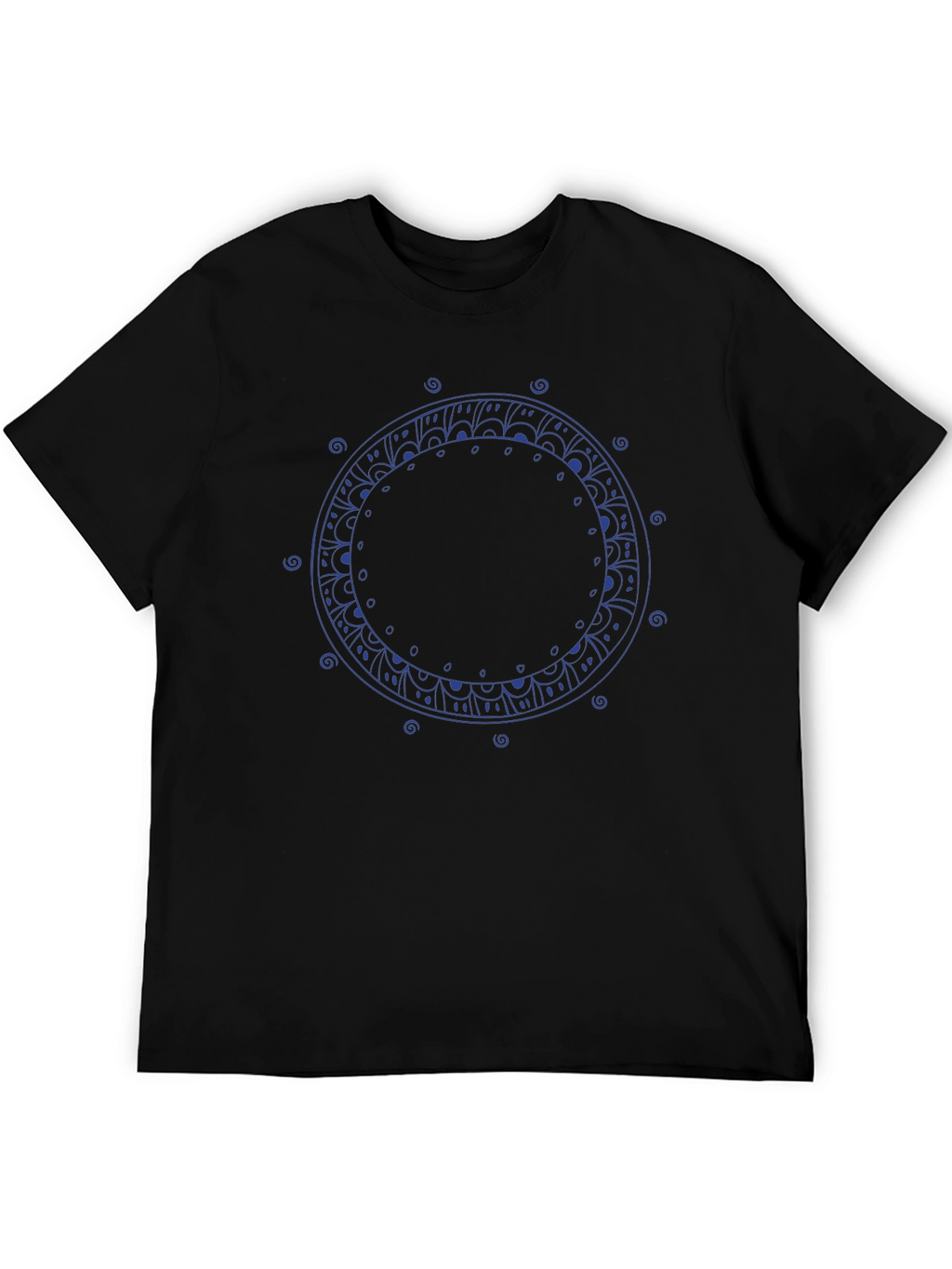 Mandala Circle Graphic Print Black T-Shirt