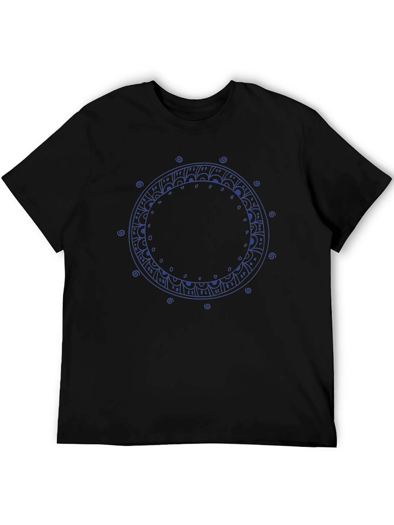 Mandala Circle Graphic Print Black T-Shirt
