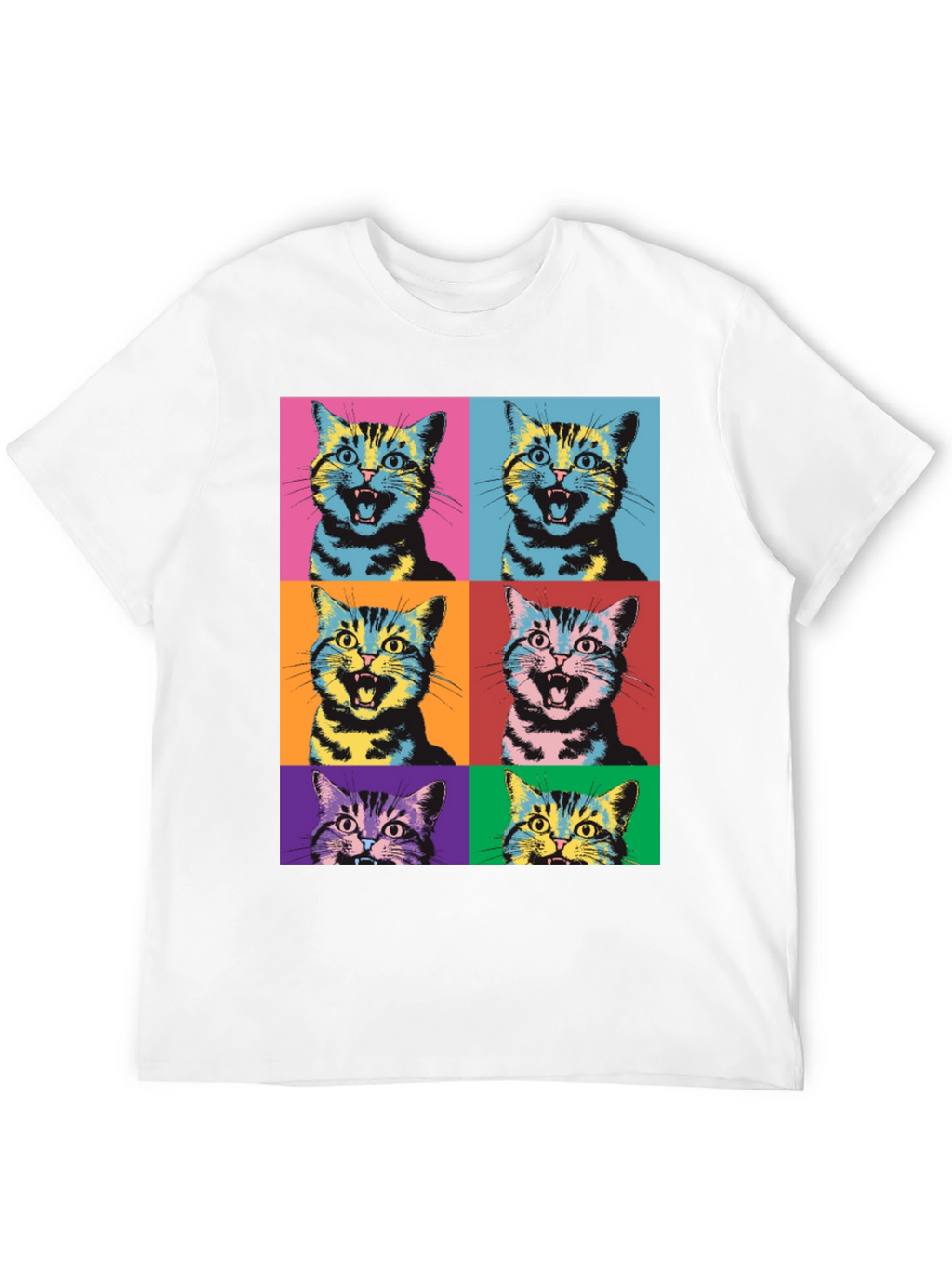 Pop Art Cat Graphic T-Shirt - Unique Style
