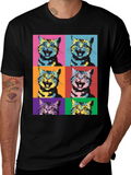 Pop Art Cat Graphic T-Shirt - Unique Style