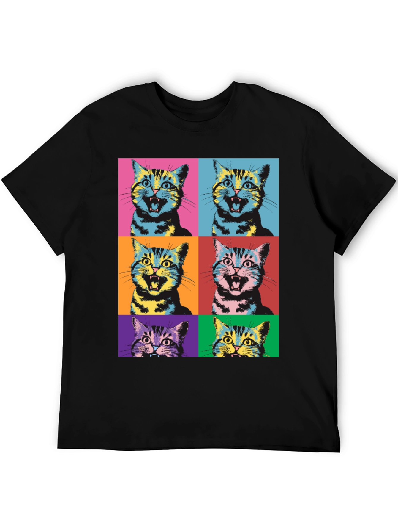 Pop Art Cat Graphic T-Shirt - Unique Style