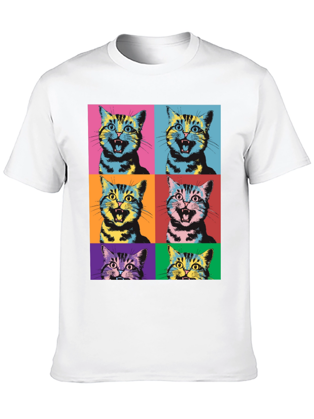 Pop Art Cat Graphic T-Shirt - Unique Style