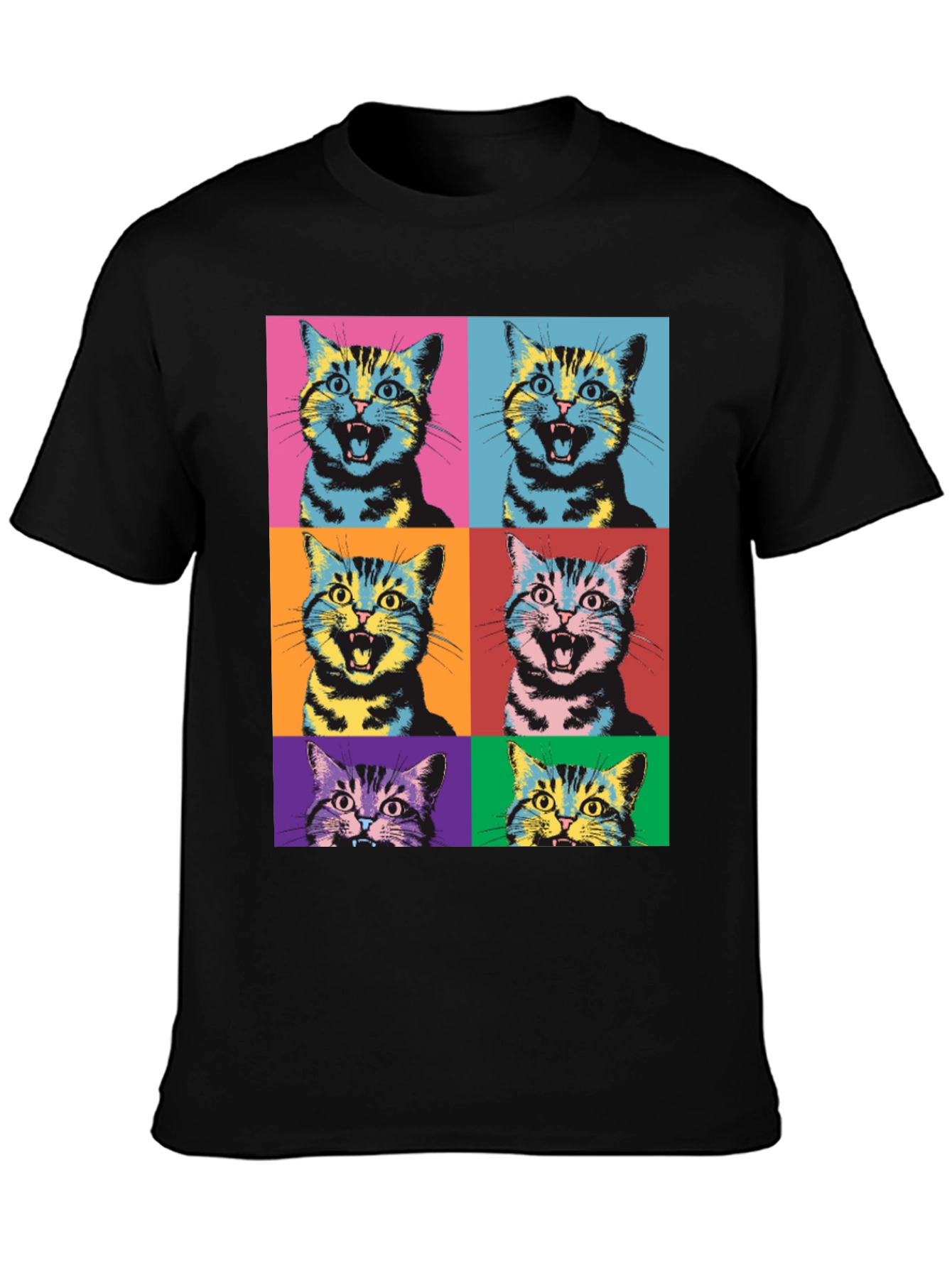 Pop Art Cat Graphic T-Shirt - Unique Style