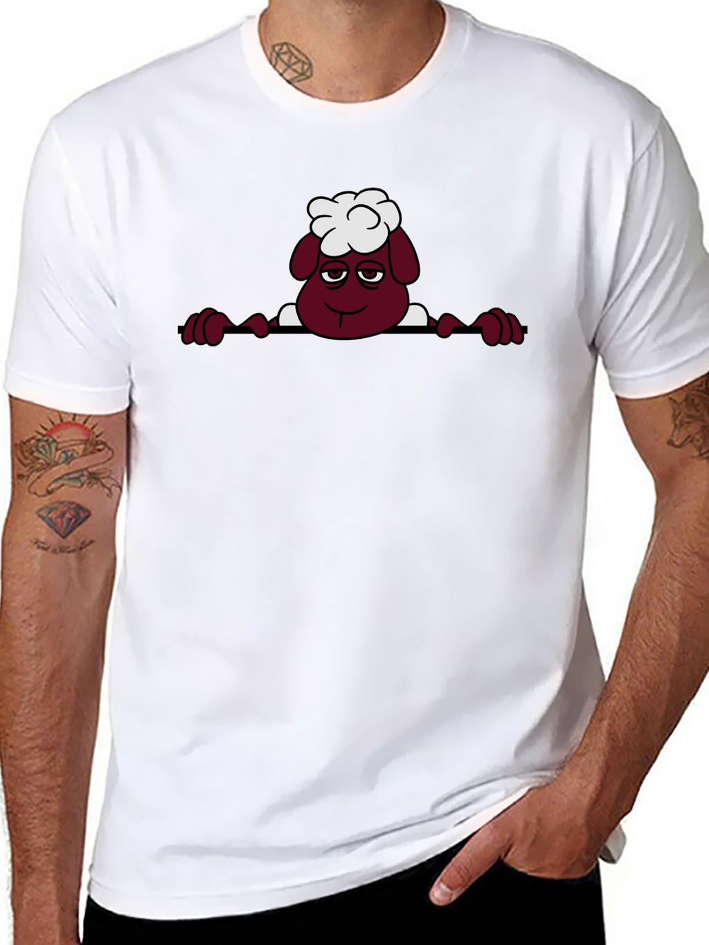 Cartoon Sheep Graphic Tee - Quirky Black T-Shirt