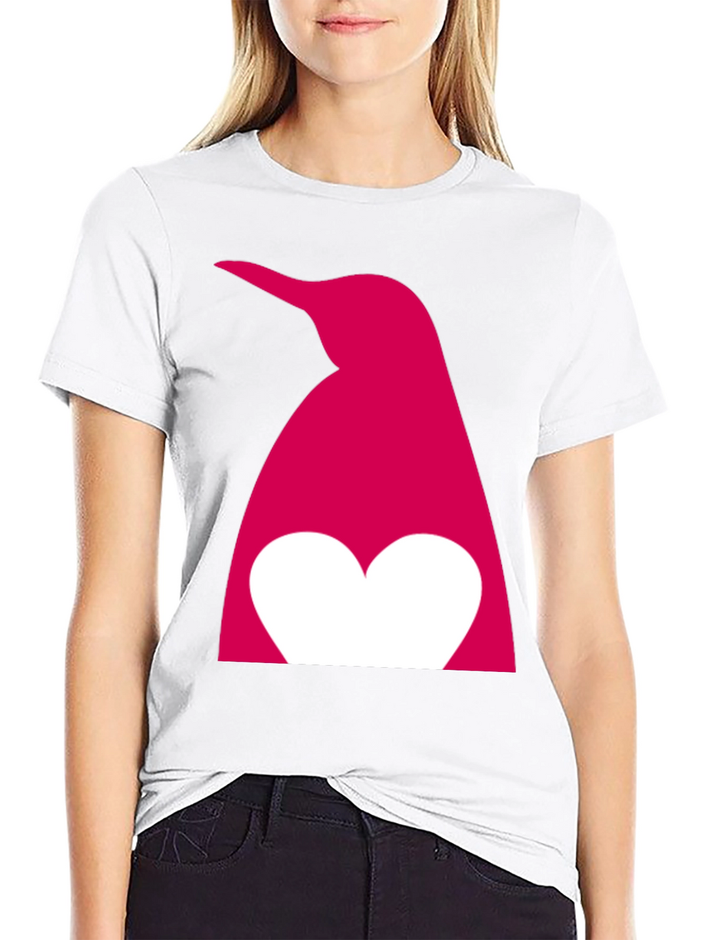 Penguin Heart Graphic T-Shirt - Black