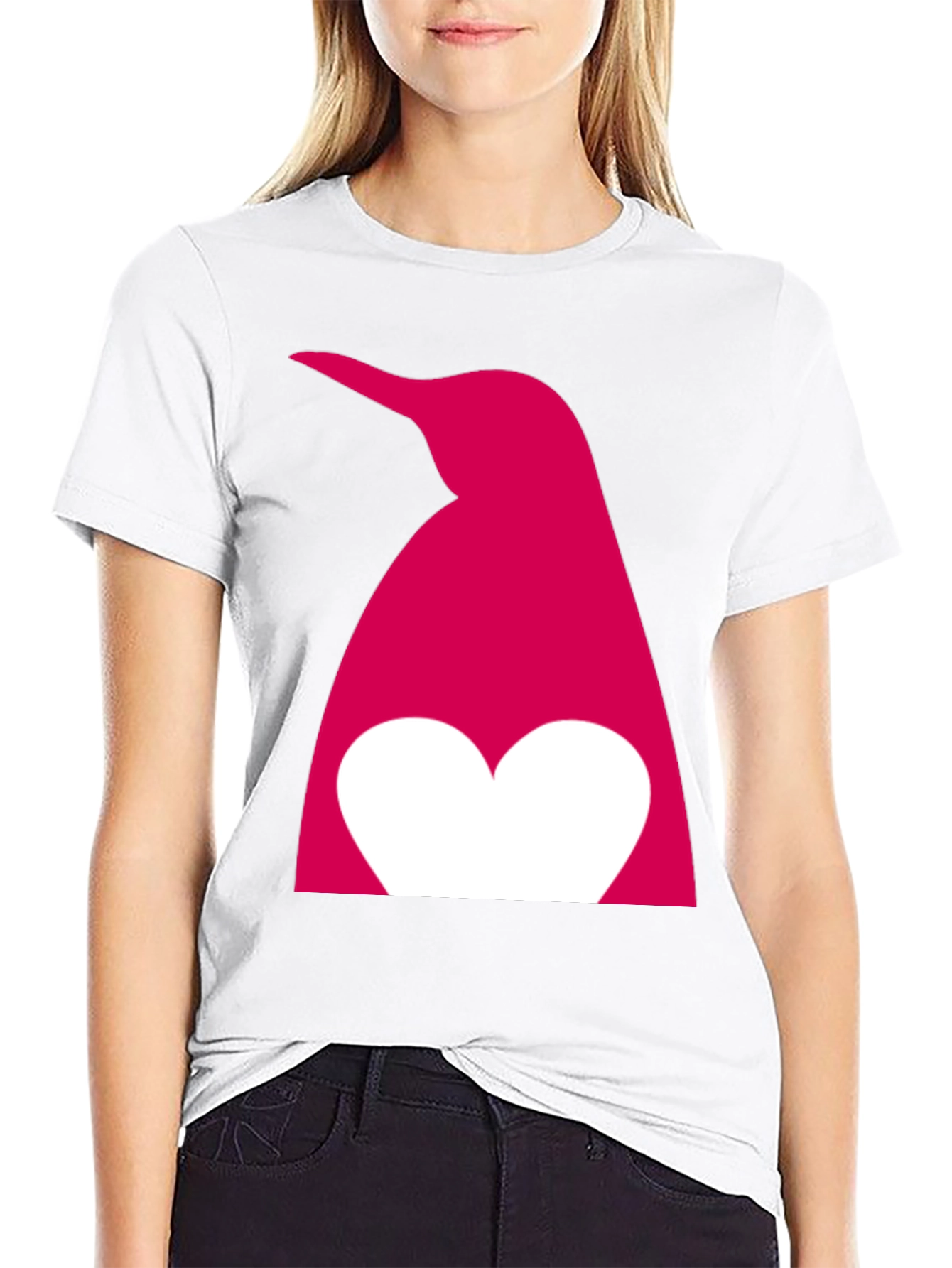 Penguin Heart Graphic T-Shirt - Black