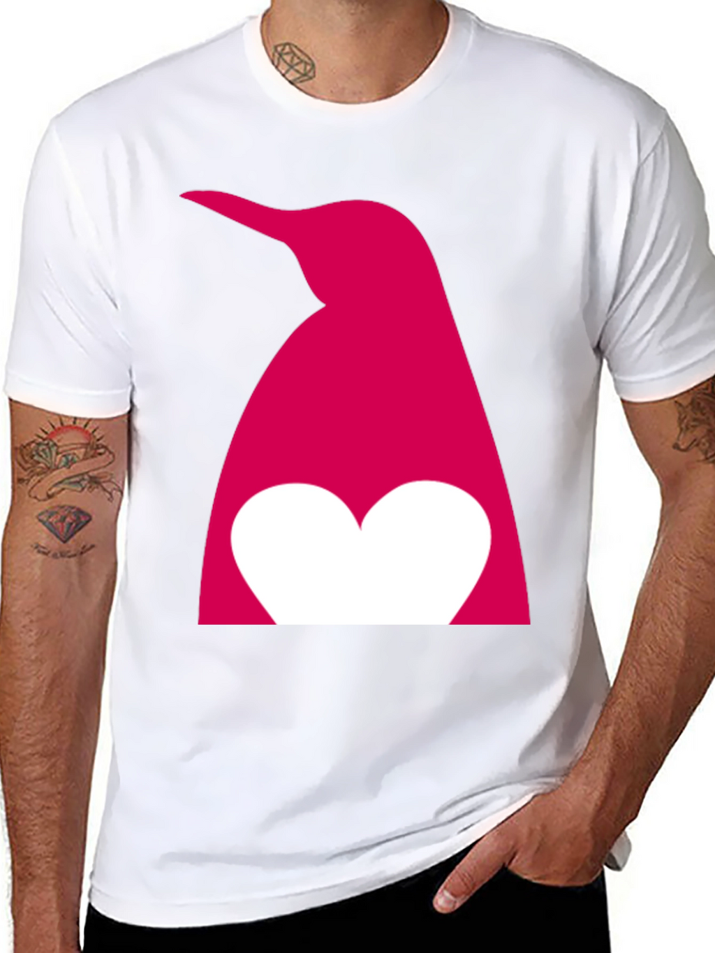 Penguin Heart Graphic T-Shirt - Black