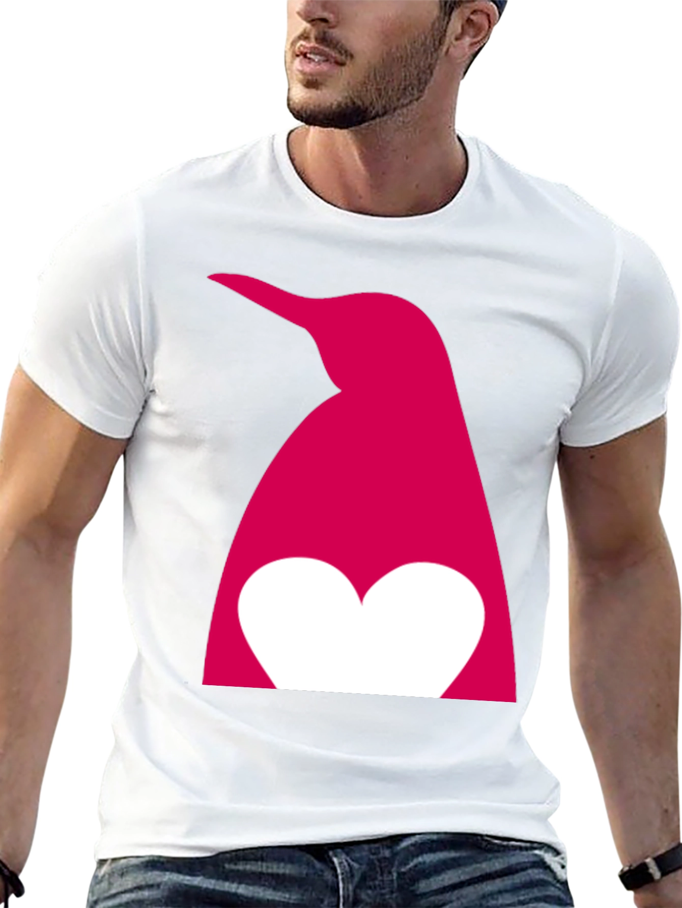 Penguin Heart Graphic T-Shirt - Black